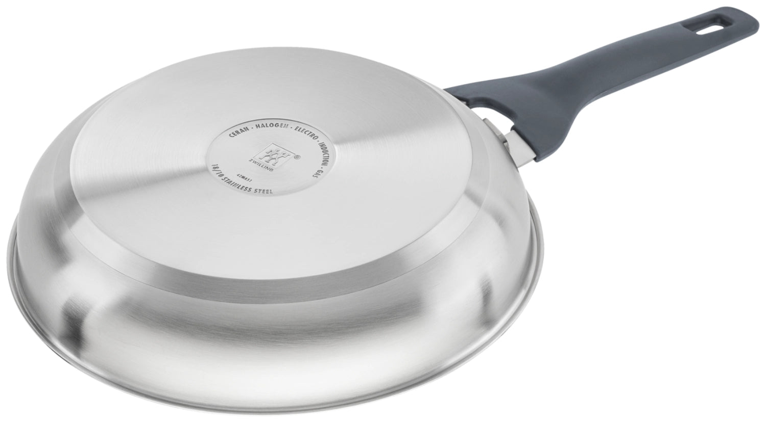 Elegante 28 cm Bratpfanne in Steinoptik Grau von Zwilling, unbeschichtet und ideal für gesundes Kochen ohne Fett.