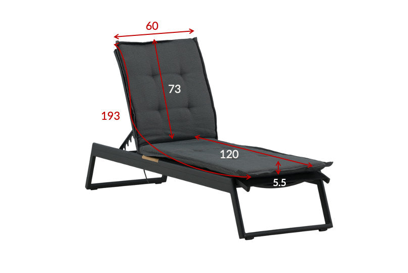 Kissen für Sonnenliege in Dunkelgrau präsentiert im Onlineshop von KAQTU Design AG. Outdoor-Accessoire ist von Venture Home
