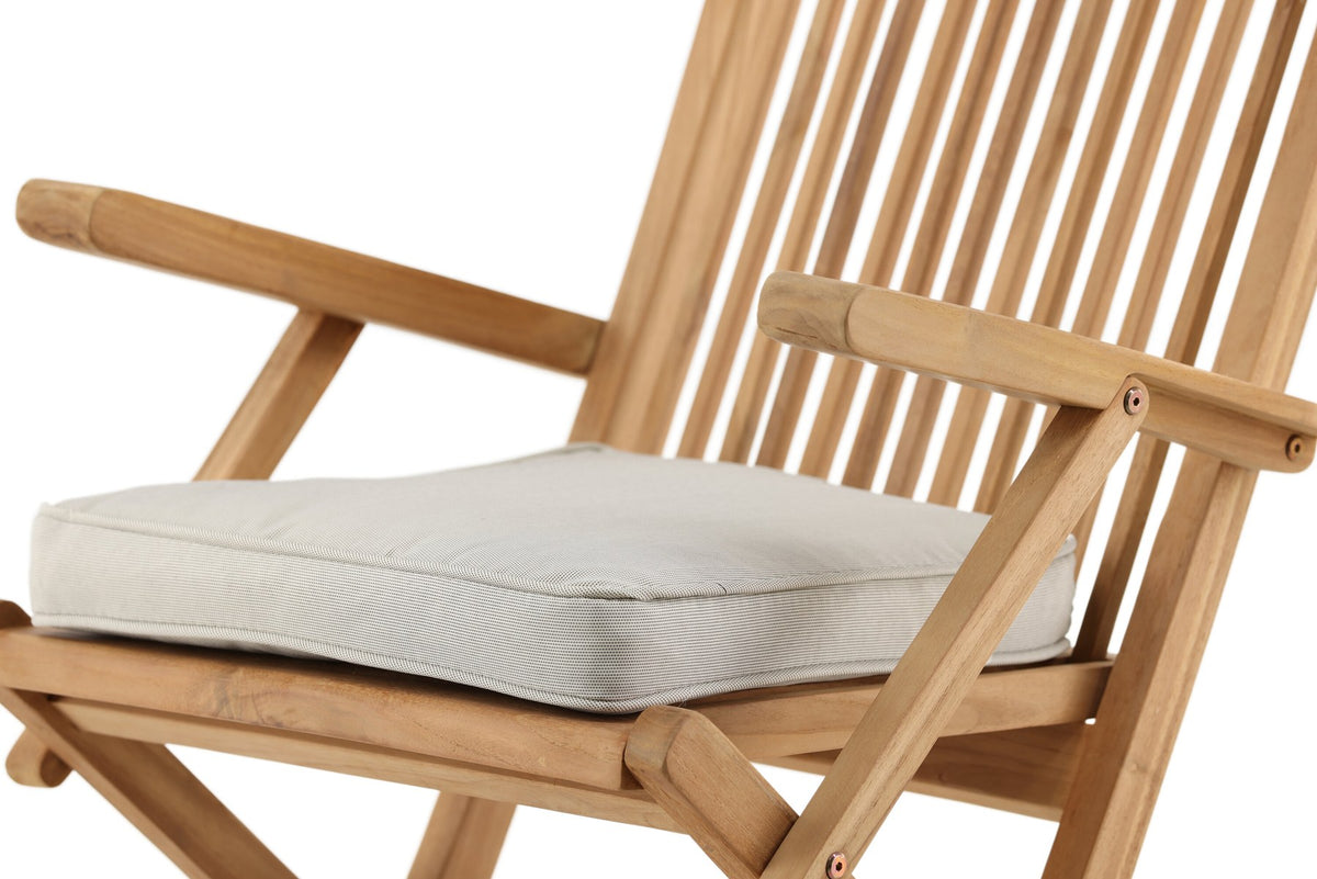 Beiges Sitzkissen Nairobi von Venture Home aus 100 % Polyester mit seitlichen Kordeln, rechteckige Form, 37 x 43 cm.