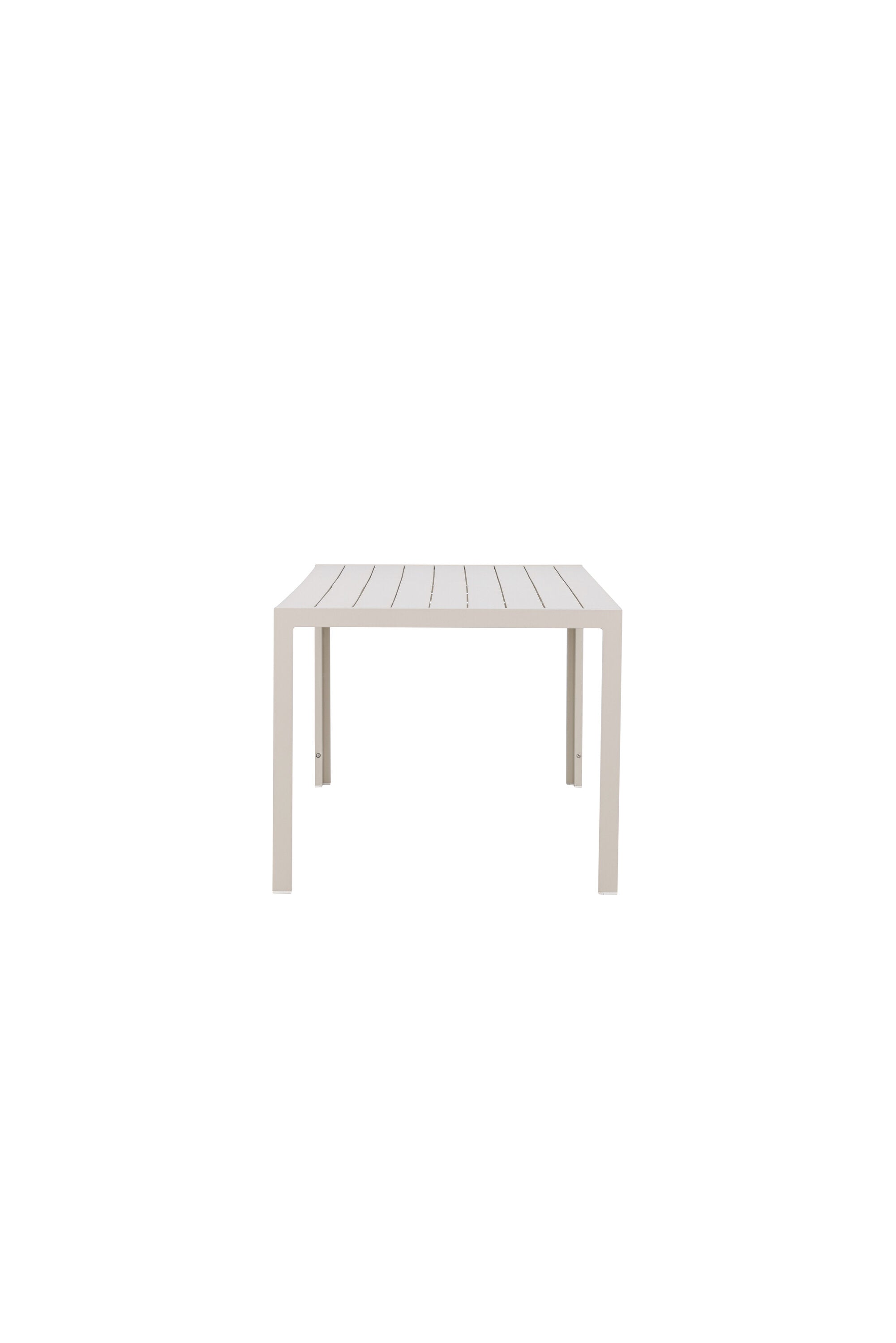 Eleganter Gartentisch Break von Venture Home: Beiger Aluminiumrahmen, Aintwood-Platte, robust, wetterfest, ideal für gesellige Runden.