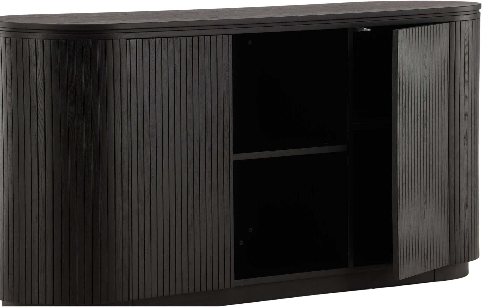 Fjällbacka Sideboard von Vind: Skandinavisches Design aus schwarzer Eiche und MDF, bietet praktischen Stauraum und verleiht Ihrem Zuhause Eleganz.