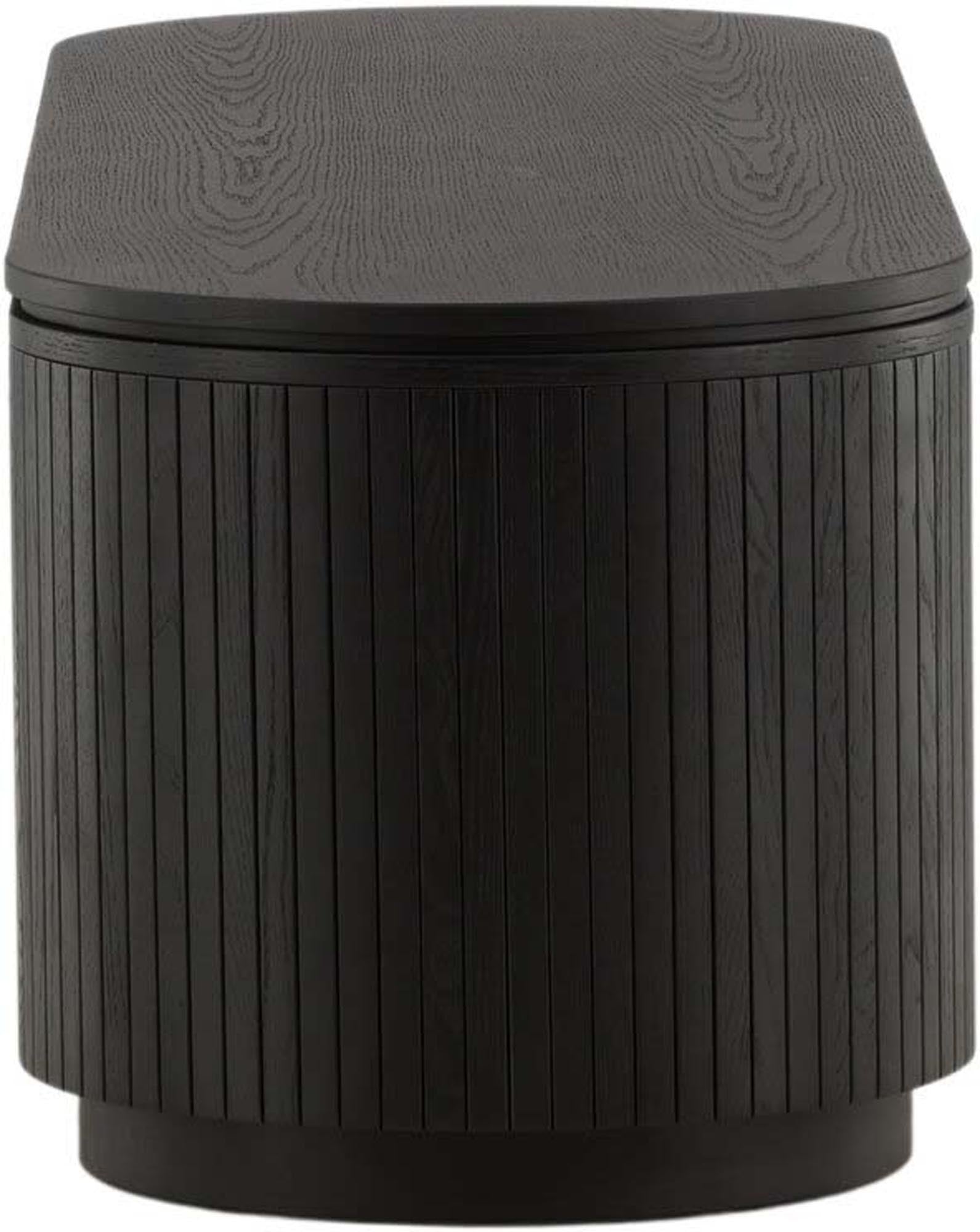 Eleganter Fjällbacka TV Ständer von Vind, gefertigt aus langlebigem MDF mit schwarzem Eichenfurnier. Perfekt für skandinavisches Wohndesign.