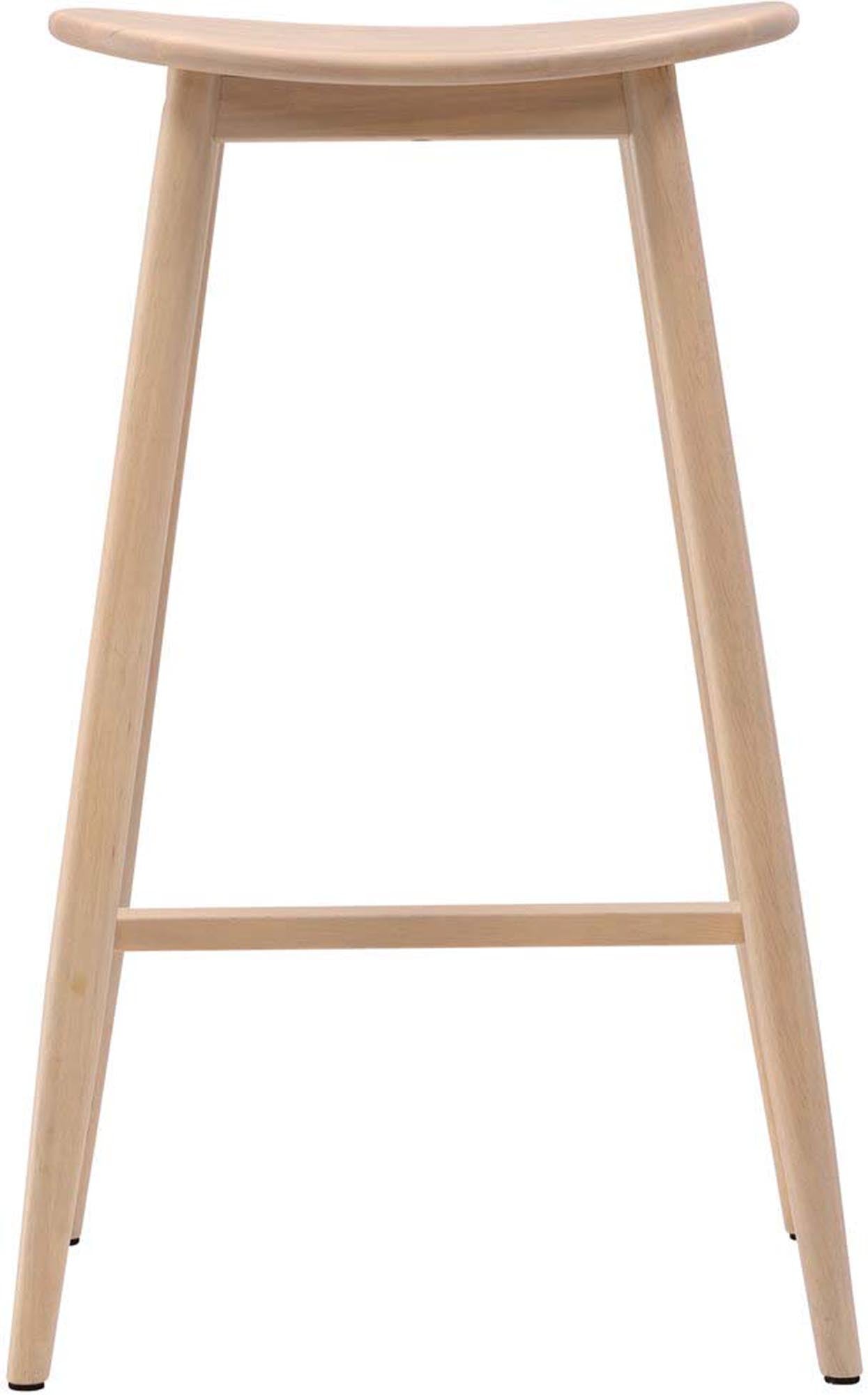 Eleganter Orust Barstuhl von Vind aus robustem Gummiholz, mit weisser Verputzung und komfortabler Fussstütze.