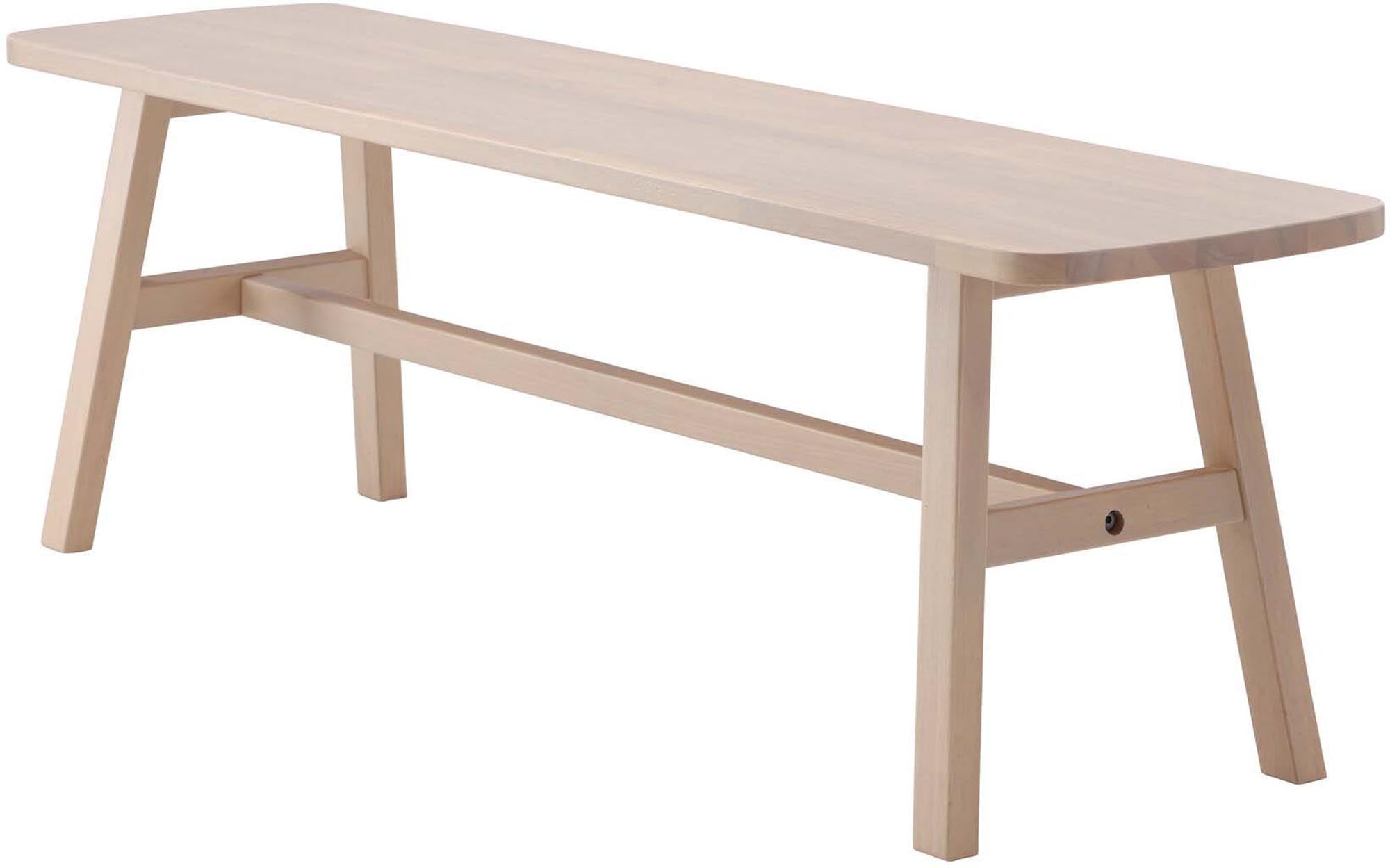 Entdecken Sie die Hälsö Bank von Vind: Eine elegante, langlebige Sitzbank aus umweltfreundlichem Gummiholz, ideal für jeden Raum.