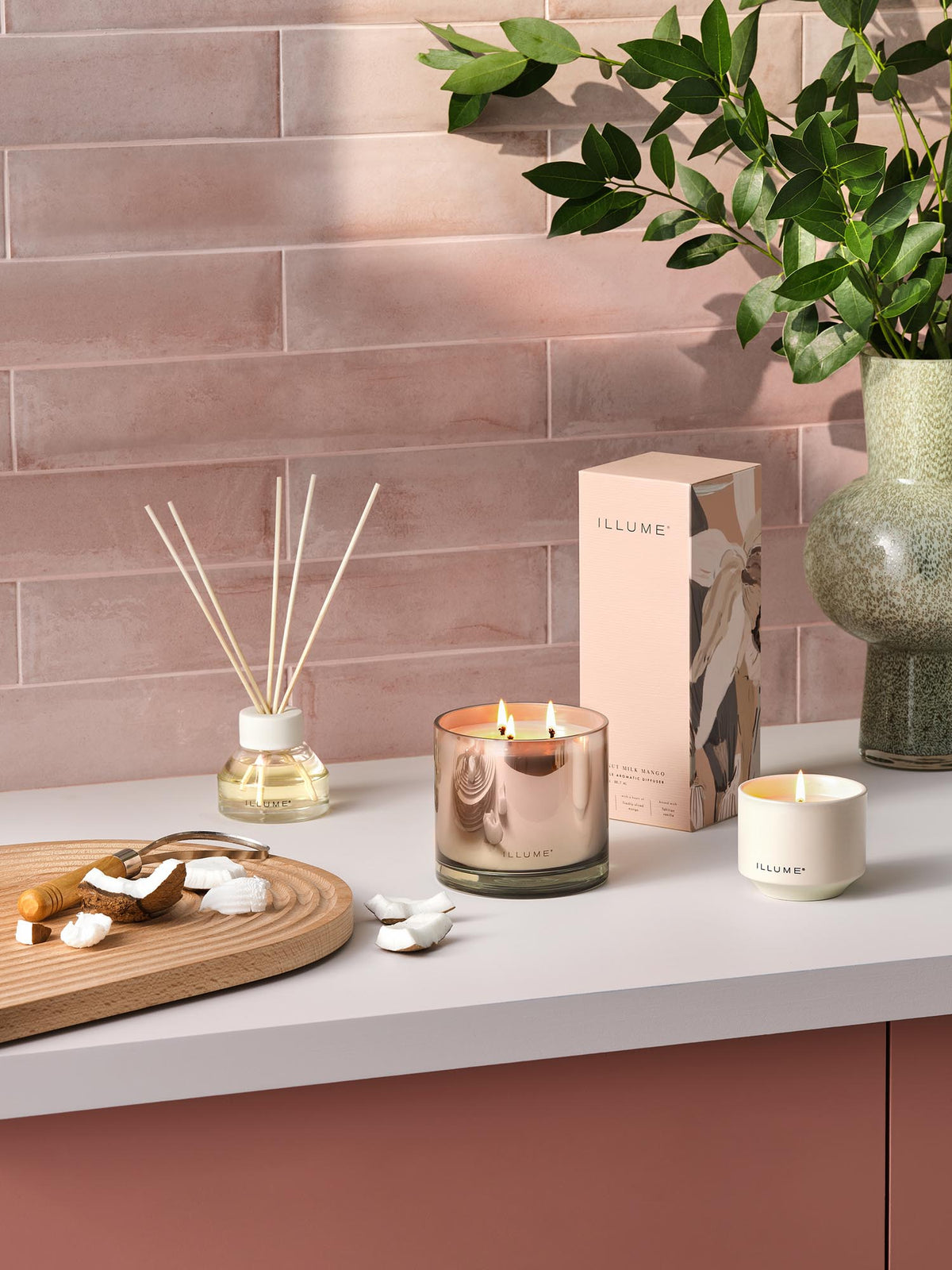 Coconut Milk Mango Scent Diffuser, Rose, in Rose präsentiert im Onlineshop von KAQTU Design AG. Duftöl ist von Illume