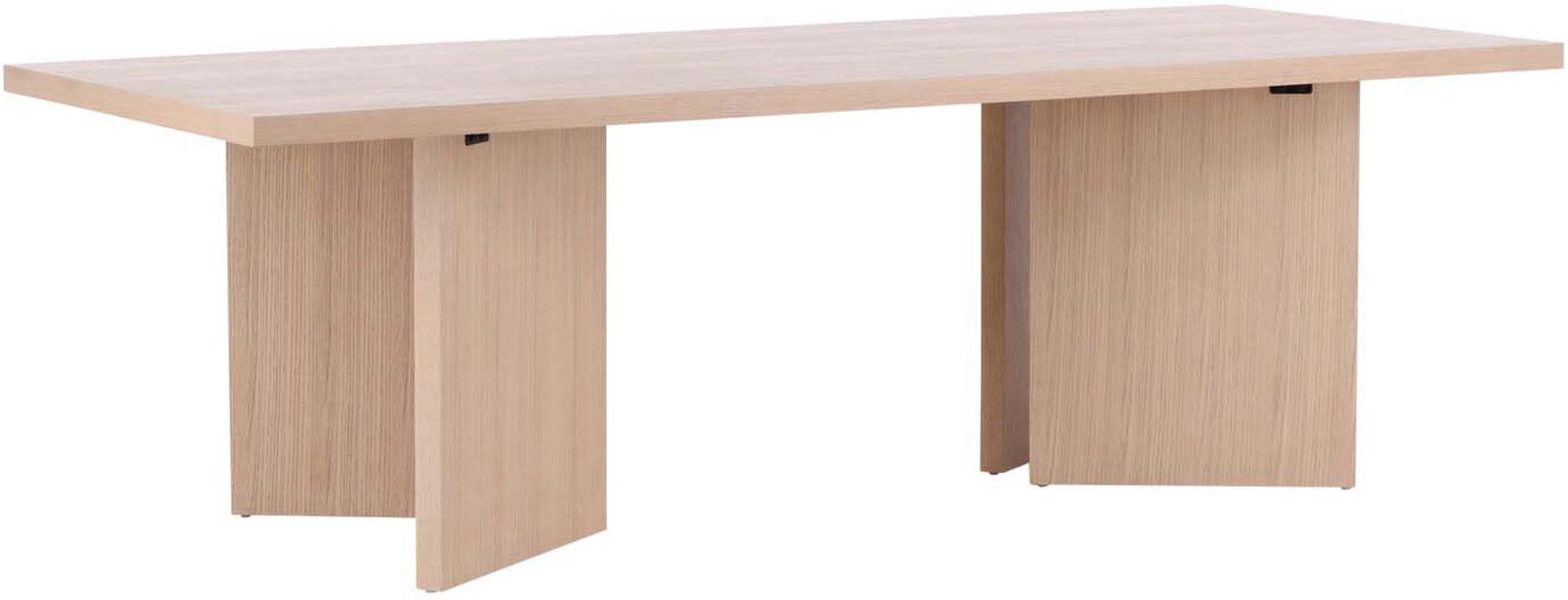 Moderner Bassholmen Tisch: Weisse Holzplatte, elegante Beine, 240x100x74cm. Nachhaltig, stilvoll, ideal für Esszimmer.