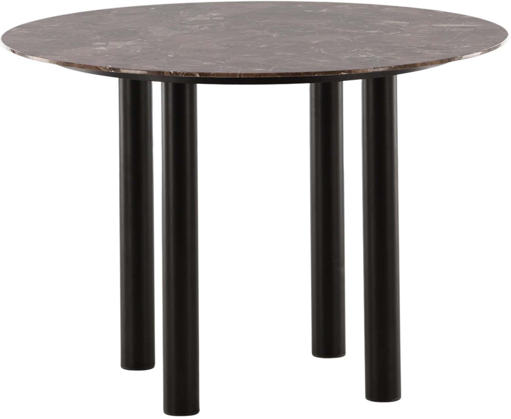 Havsten Tisch von Vind: Eleganter Esstisch mit braunem Marmorimitat und stabilen Metallbeinen für gesellige Momente und stilvolle Einrichtung.