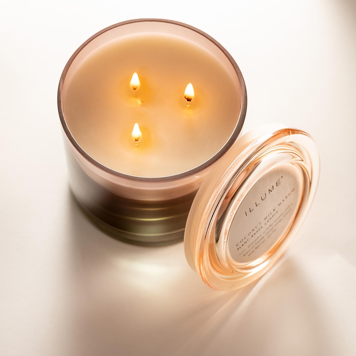 Coconut Milk Mango Statement Glas Kerze, Rose, in Rose präsentiert im Onlineshop von KAQTU Design AG. Duftkerze ist von Illume