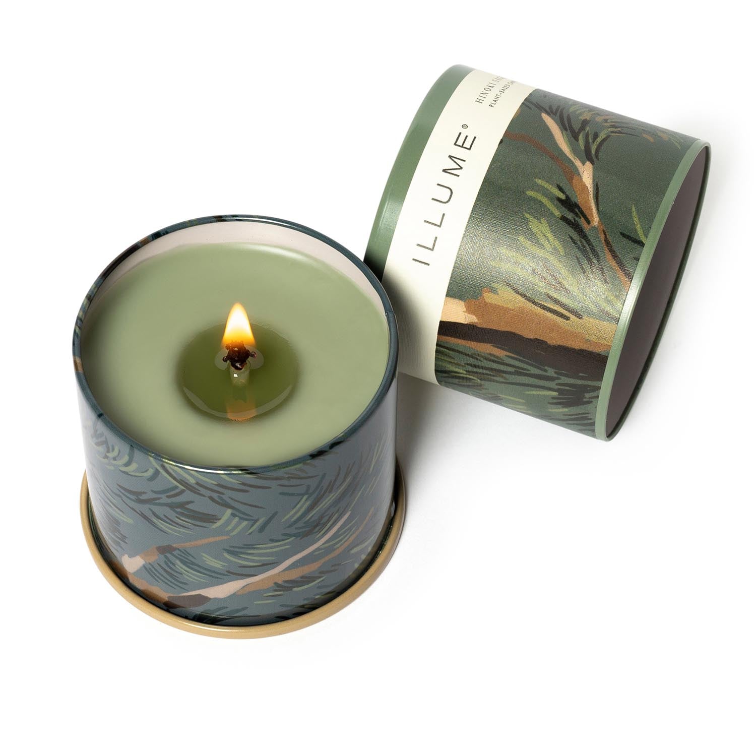 Hinoki Sage Vanity Tin Duftkerze, Grün, in Grün präsentiert im Onlineshop von KAQTU Design AG. Duftkerze ist von Illume