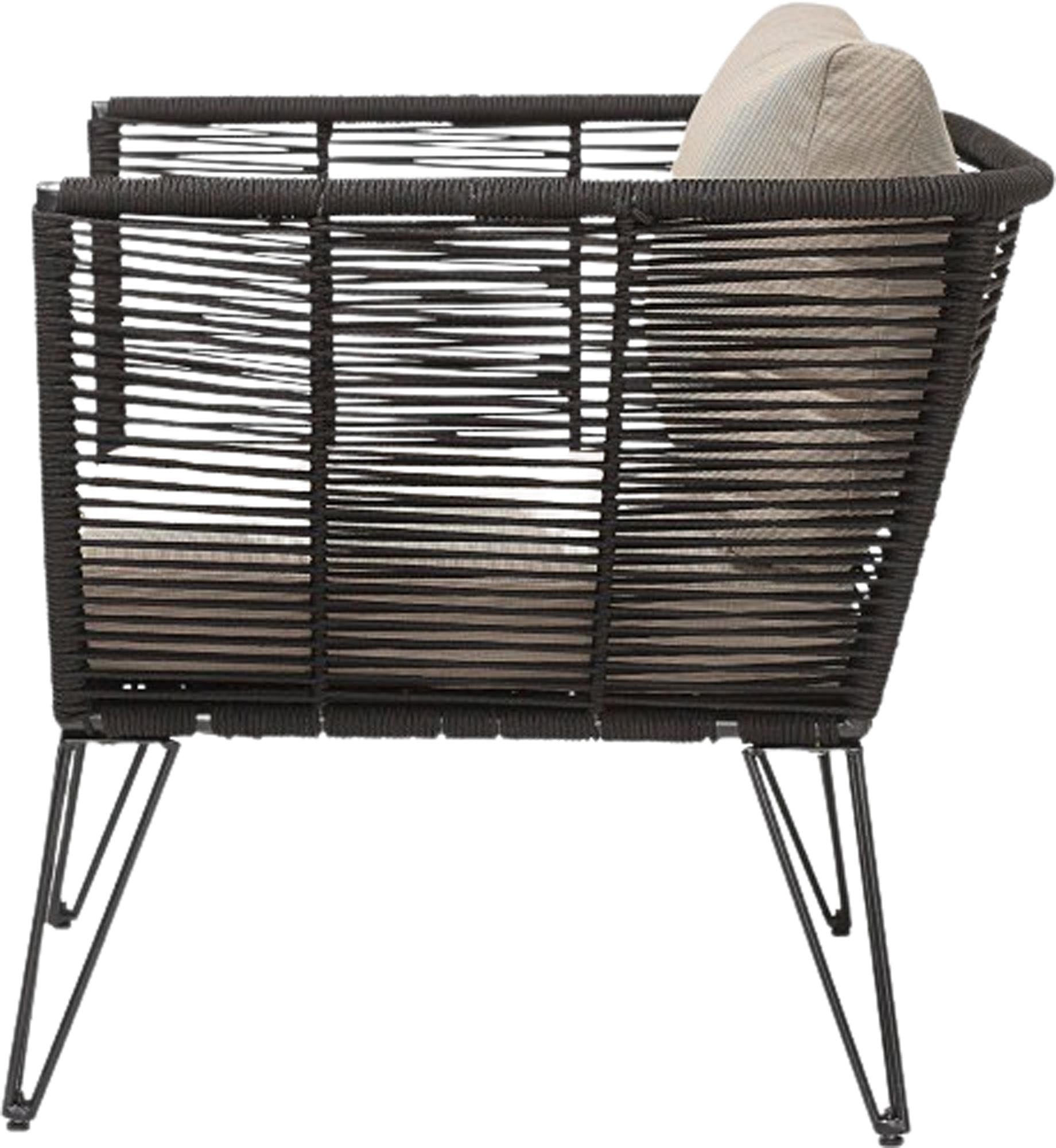 Moderner Mundo Loungesessel von Bloomingville aus schwarzem Metall, ideal für stilvolle und komfortable Wohnräume.