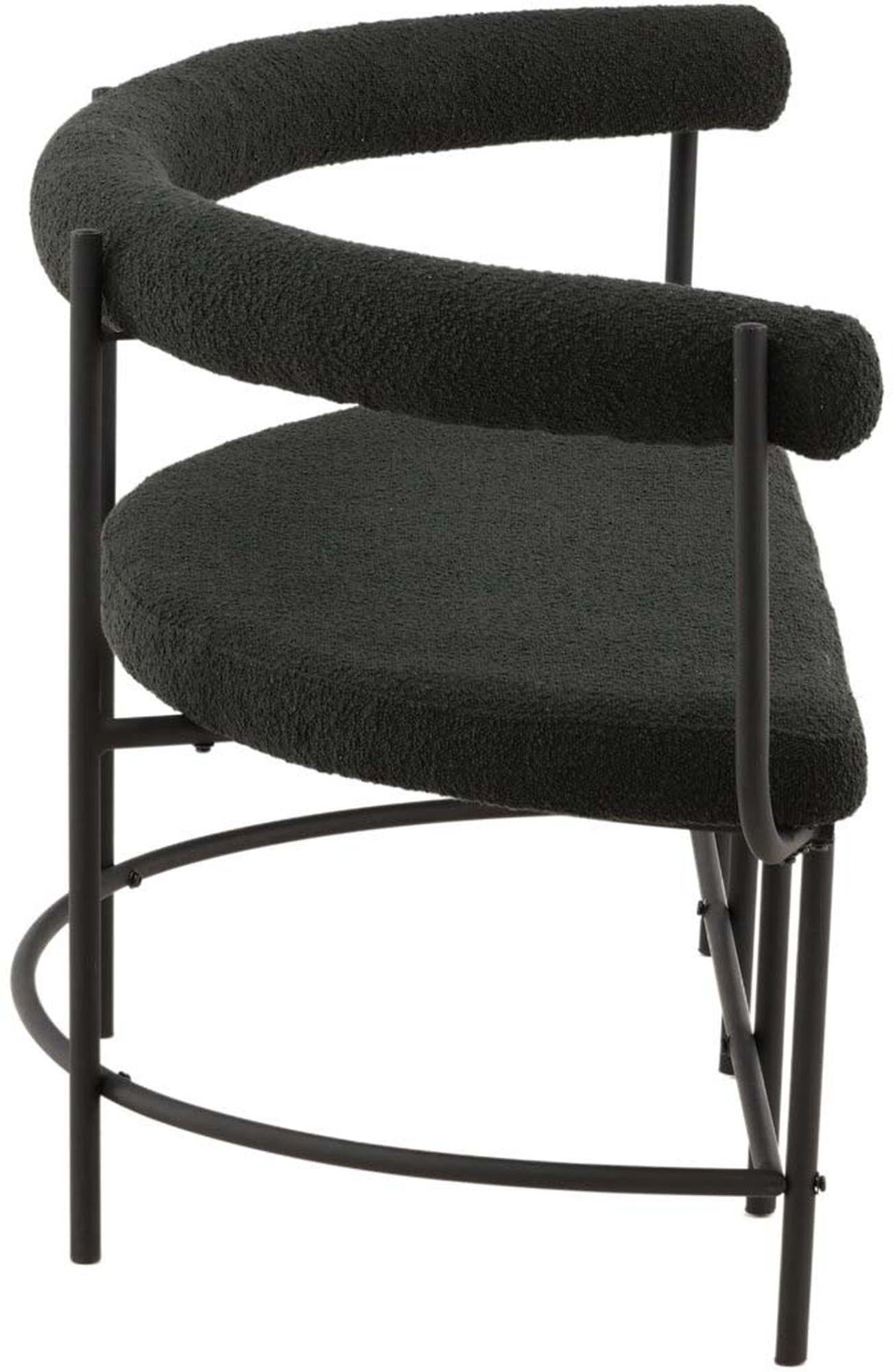 Stilvolle Sitzbank mit eleganter Rückenlehne und strapazierfähigem Boucle-Stoff. Robuster Stahlrahmen, perfekt für jedes Zuhause.