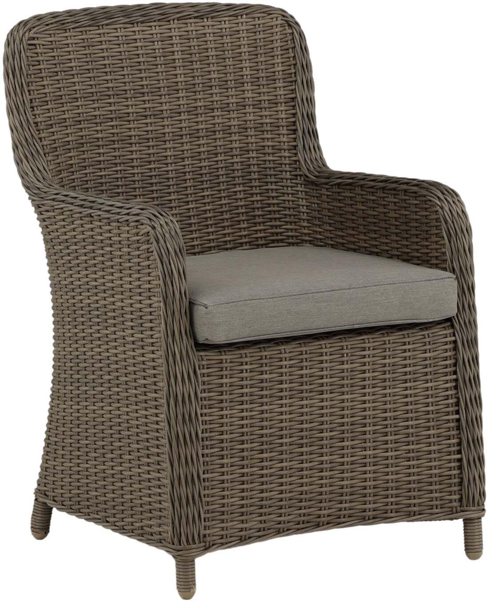 Wembley Stuhl von Venture Home: Eleganter Gartenstuhl mit Armlehnen, wetterfestem Korbgeflecht und hohem Sitzkomfort für entspannte Stunden im Freien.