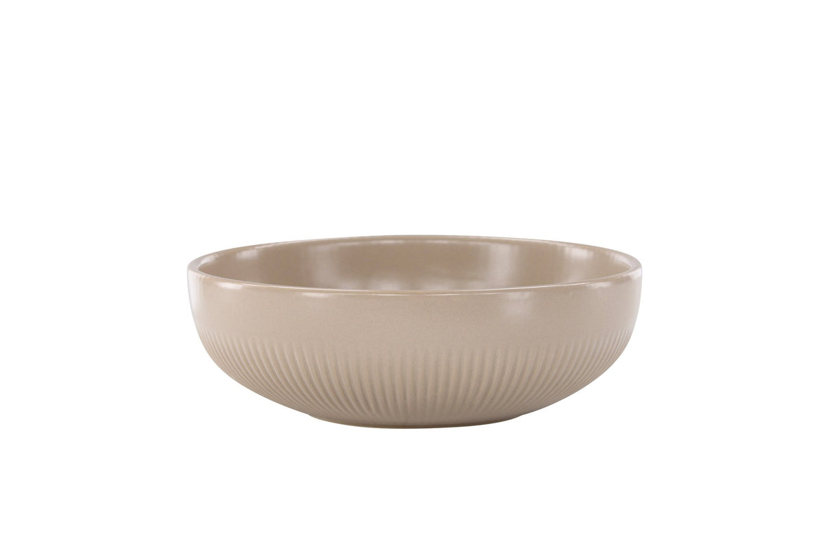 Runder Kerzenständer Posh von Venture Home aus glasiertem Steinzeug in Beige, Durchmesser 18 cm, Höhe 6 cm, schlichte Form.