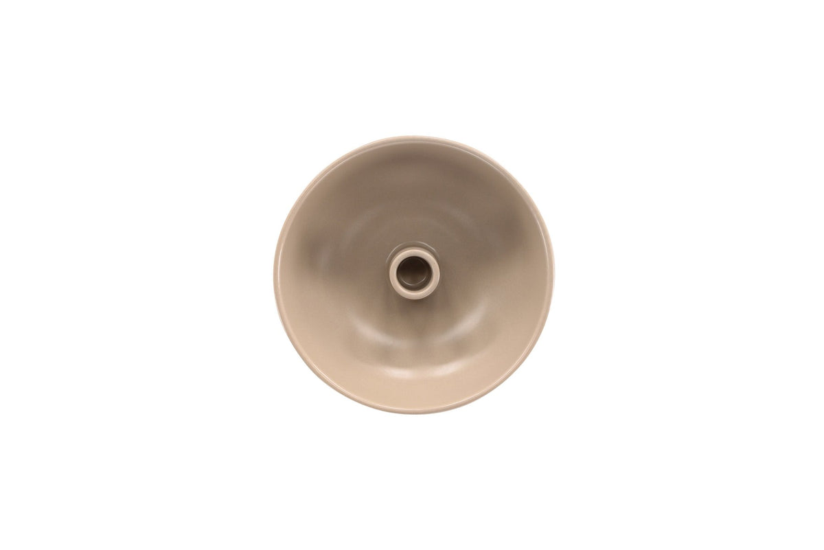 Runder Kerzenständer Posh von Venture Home aus glasiertem Steinzeug in Beige, Durchmesser 18 cm, Höhe 6 cm, schlichte Form.