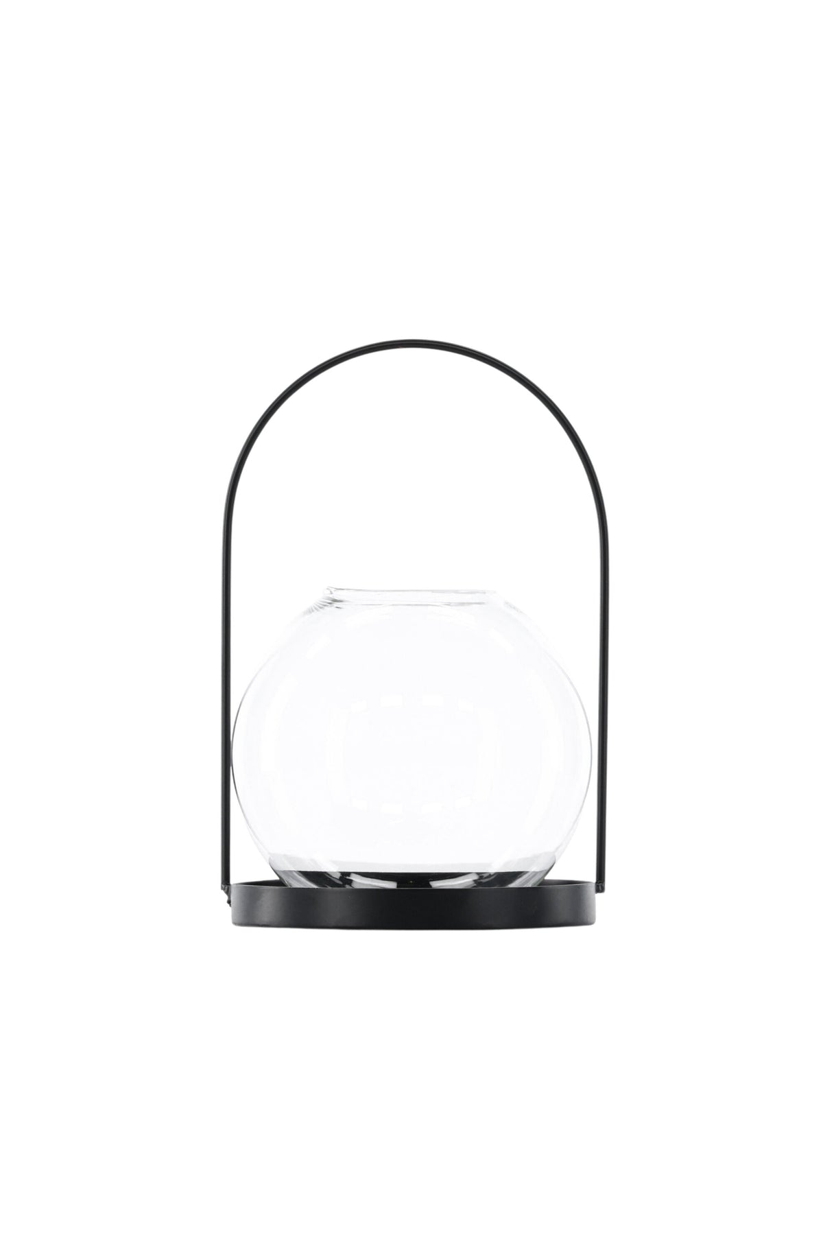 Teelichthalter Flora aus Glas in Schwarz und Klar, rund geformt, Grösse D 22 cm x H 14 cm, Marke Venture Home.