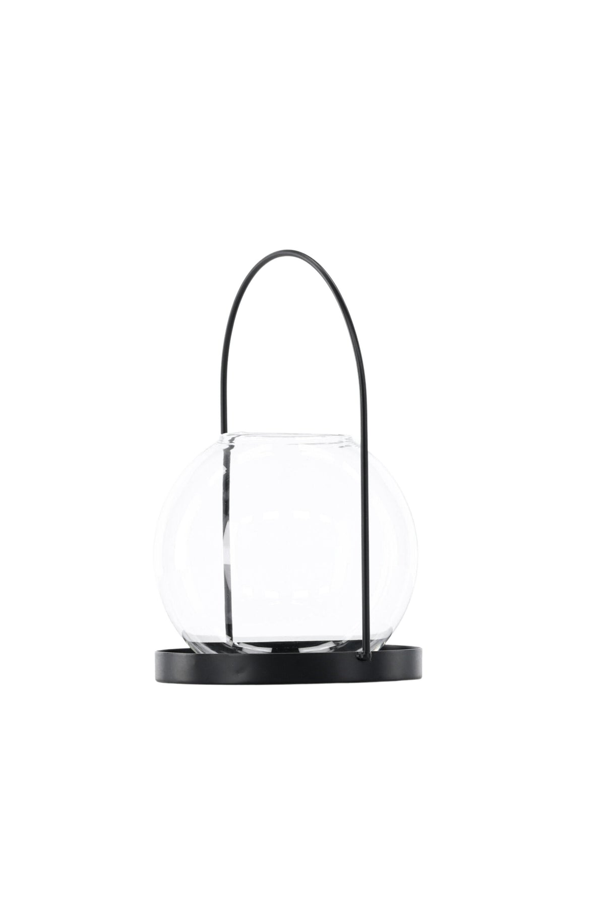 Teelichthalter Flora aus Glas in Schwarz und Klar, rund geformt, Grösse D 22 cm x H 14 cm, Marke Venture Home.