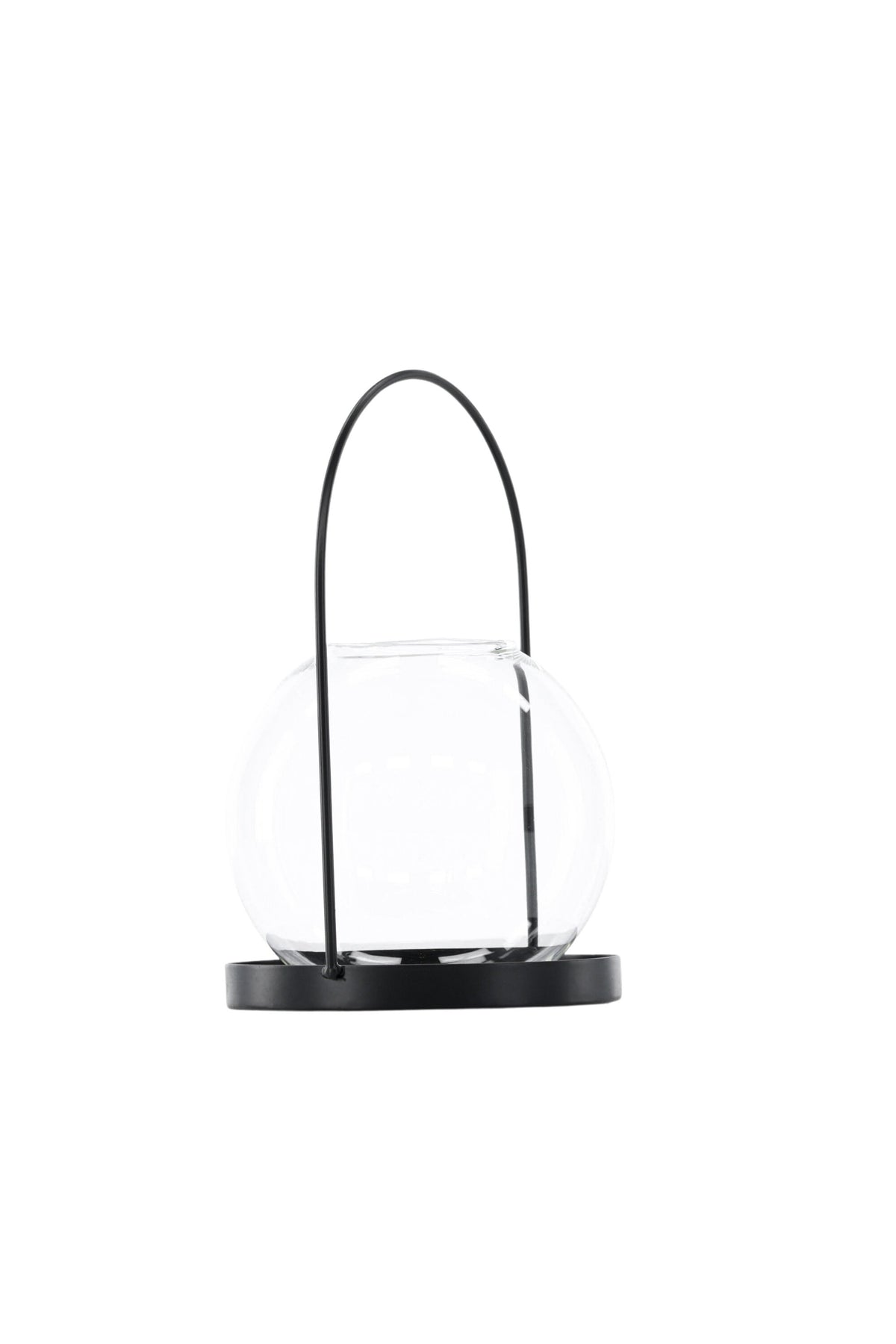 Teelichthalter Flora aus Glas in Schwarz und Klar, rund geformt, Grösse D 22 cm x H 14 cm, Marke Venture Home.
