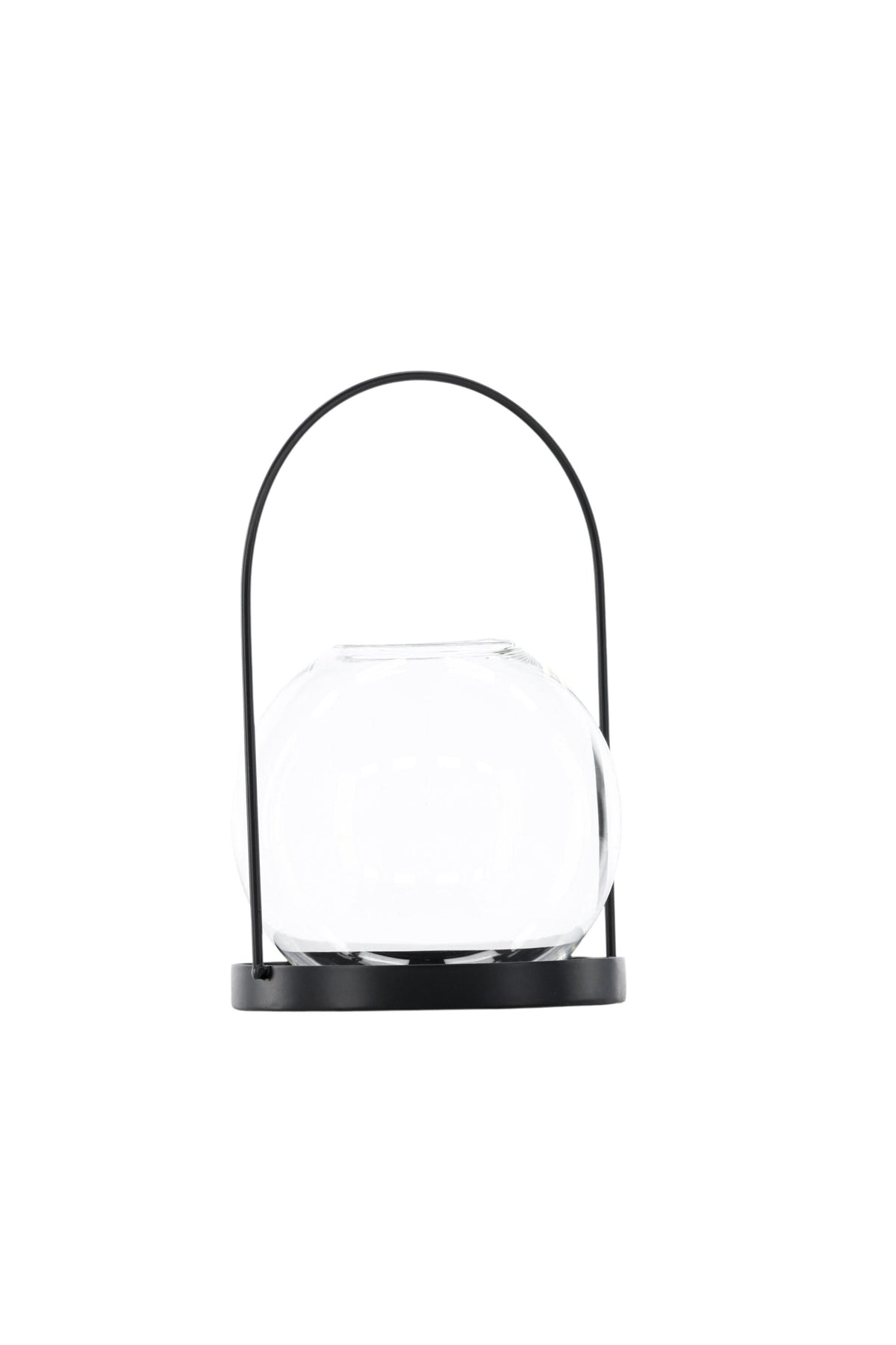 Teelichthalter Flora aus Glas in Schwarz und Klar, rund geformt, Grösse D 22 cm x H 14 cm, Marke Venture Home.