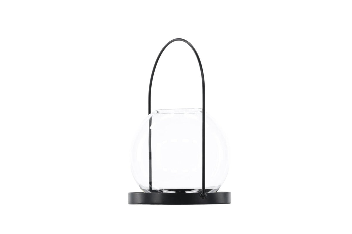 Teelichthalter Flora aus Glas in Schwarz und Klar, rund geformt, Grösse D 22 cm x H 14 cm, Marke Venture Home.
