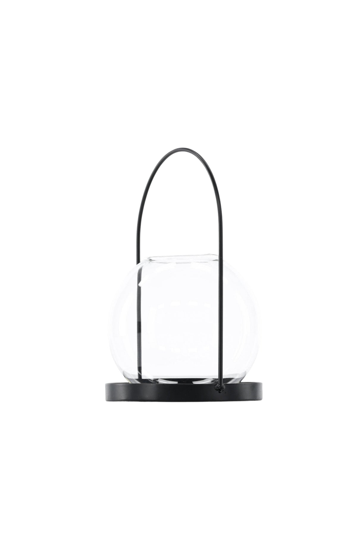 Teelichthalter Flora aus Glas in Schwarz und Klar, rund geformt, Grösse D 22 cm x H 14 cm, Marke Venture Home.