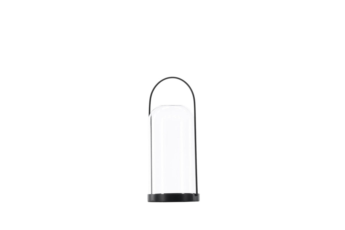 Teelichthalter Flora aus Glas in Schwarz und Klar, rund geformt, Grösse D 22 cm x H 14 cm, Marke Venture Home.