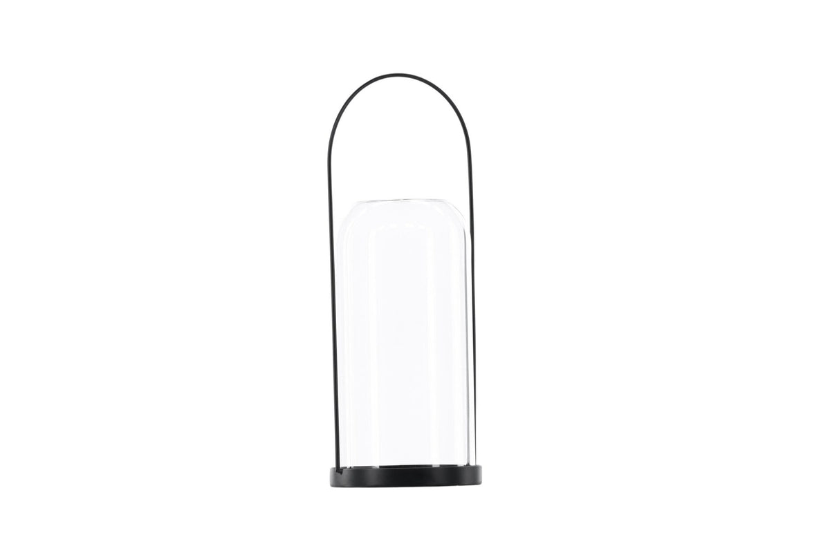 Teelichthalter Flora aus Glas in Schwarz und Klar, rund geformt, Grösse D 22 cm x H 14 cm, Marke Venture Home.