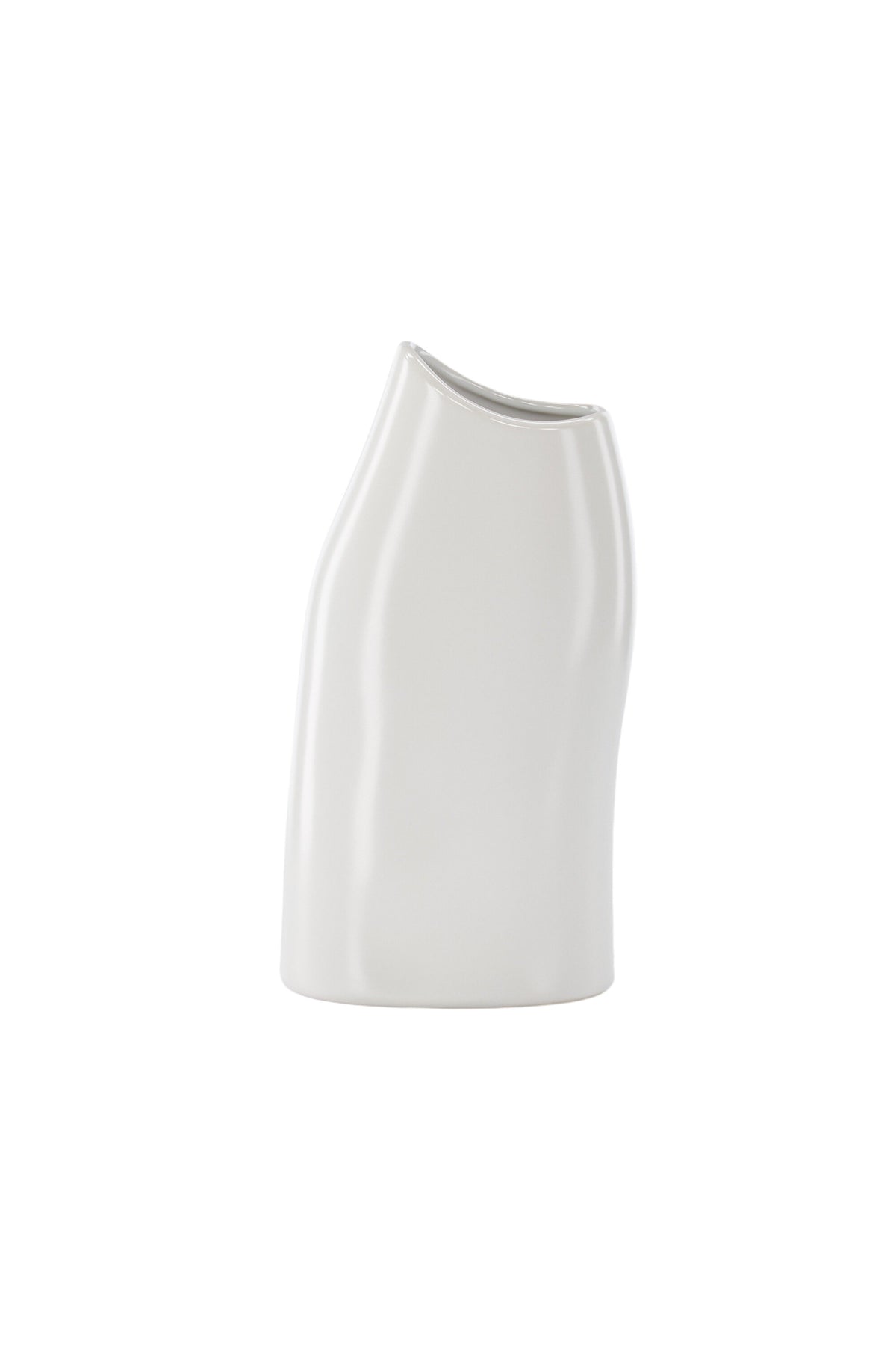 Beige Steinzeug-Vase Ernst mit schwarzen Punkten und glasierter Oberfläche, schlanke Form, Höhe 23 cm.