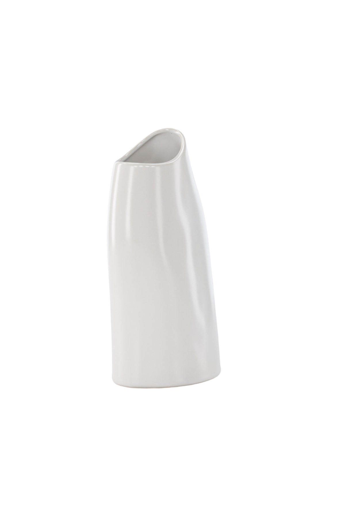 Beige Steinzeug-Vase Ernst mit schwarzen Punkten und glasierter Oberfläche, schlanke Form, Höhe 23 cm.