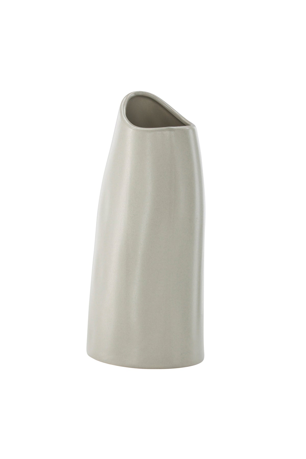 Beige Steinzeug-Vase Ernst mit schwarzen Punkten und glasierter Oberfläche, schlanke Form, Höhe 23 cm.