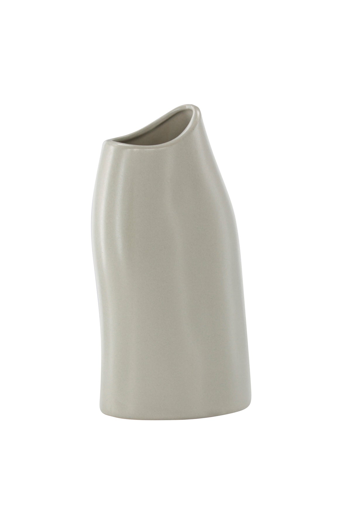 Beige Steinzeug-Vase Ernst mit schwarzen Punkten und glasierter Oberfläche, schlanke Form, Höhe 23 cm.