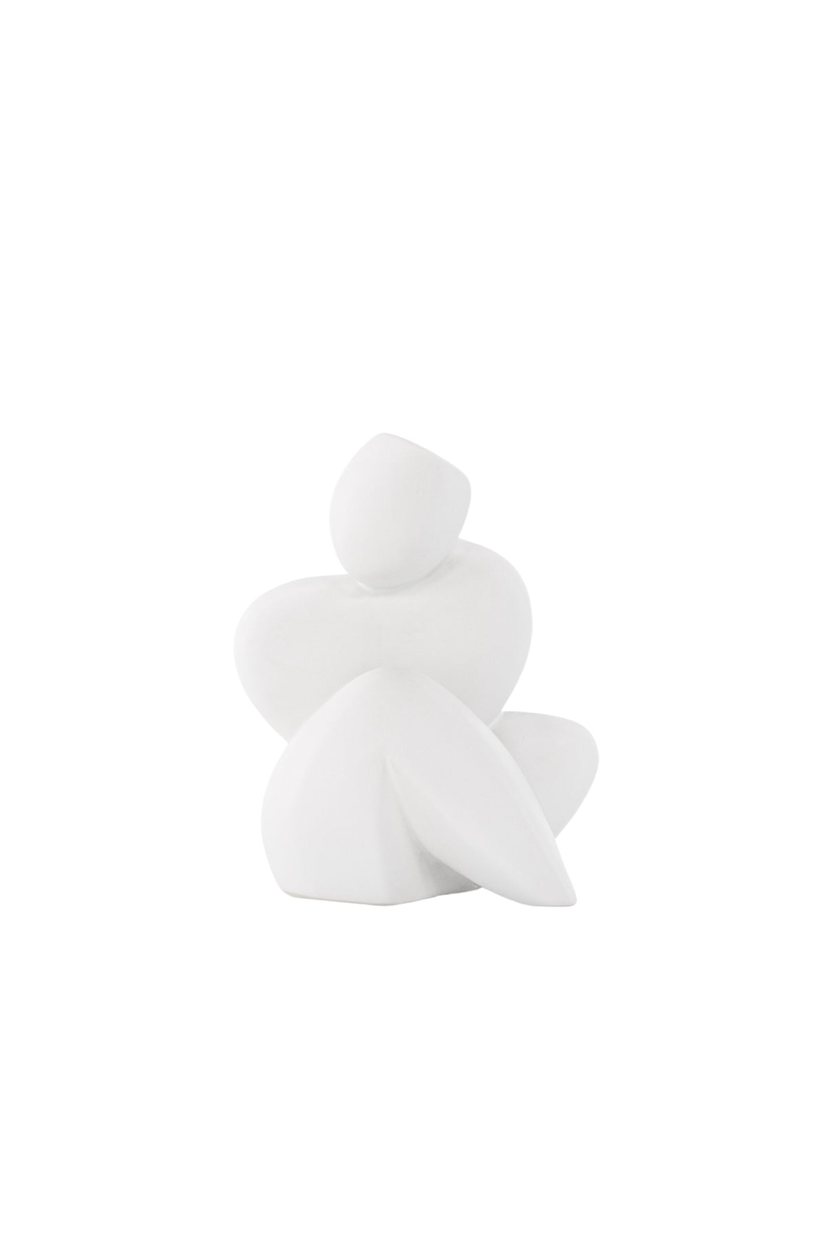 Weisse Skulptur Floda aus Steinzeug von Venture Home, schlichte, figürliche Form, ca. 14 cm hoch, als Deko oder Buchstütze nutzbar.