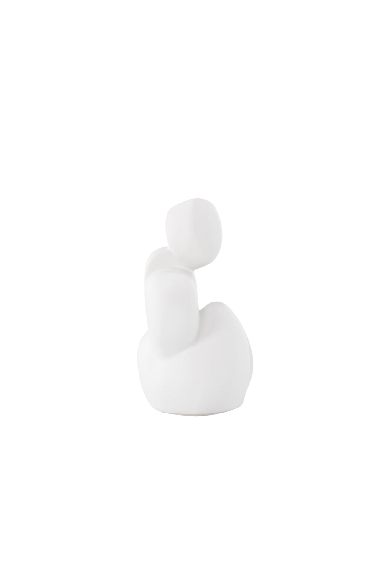 Weisse Skulptur Floda aus Steinzeug von Venture Home, schlichte, figürliche Form, ca. 14 cm hoch, als Deko oder Buchstütze nutzbar.
