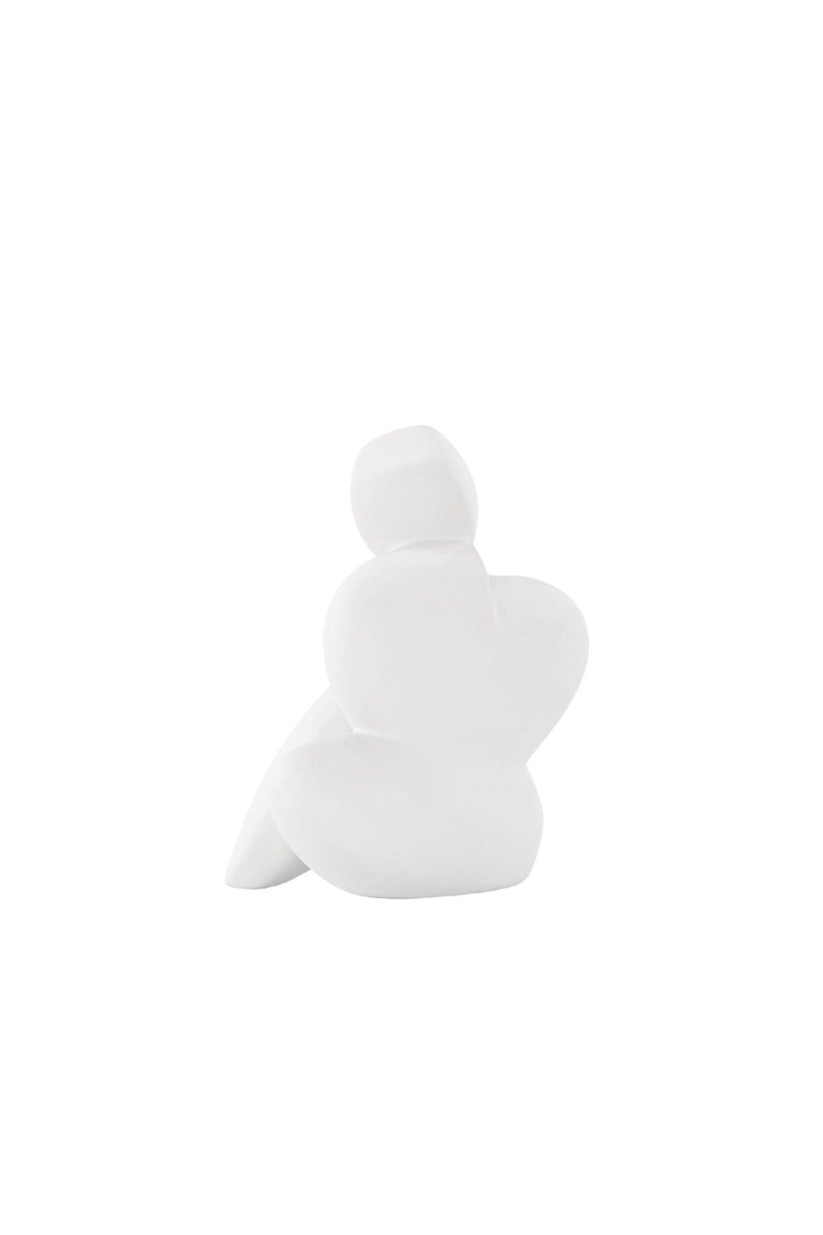 Weisse Skulptur Floda aus Steinzeug von Venture Home, schlichte, figürliche Form, ca. 14 cm hoch, als Deko oder Buchstütze nutzbar.