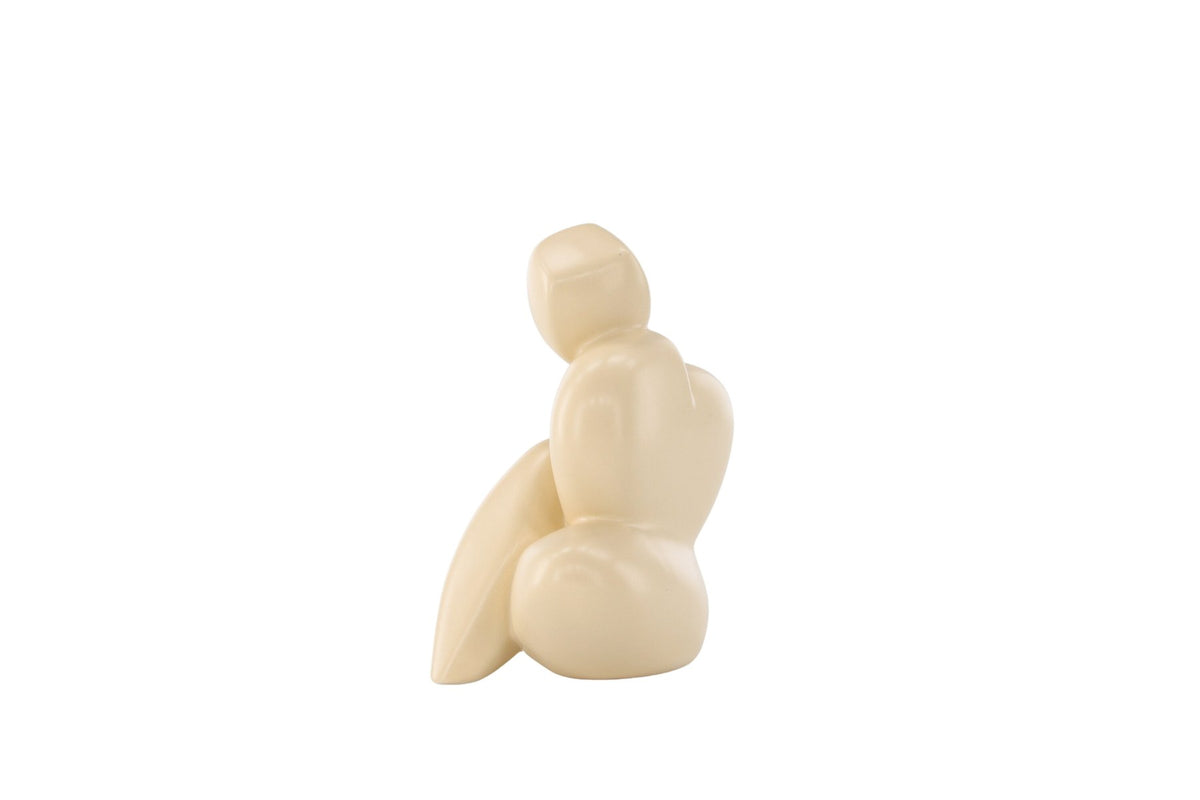 Weisse Skulptur Floda aus Steinzeug von Venture Home, schlichte, figürliche Form, ca. 14 cm hoch, als Deko oder Buchstütze nutzbar.