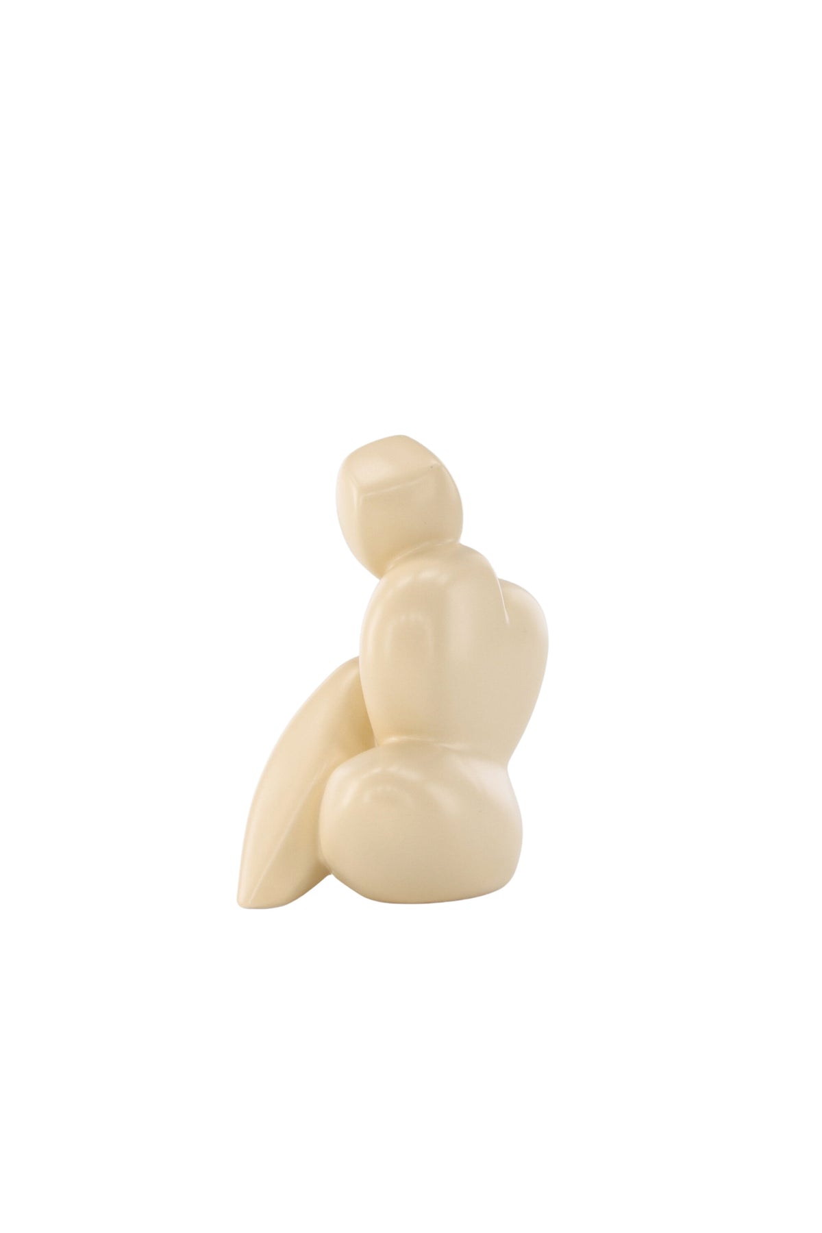 Weisse Skulptur Floda aus Steinzeug von Venture Home, schlichte, figürliche Form, ca. 14 cm hoch, als Deko oder Buchstütze nutzbar.