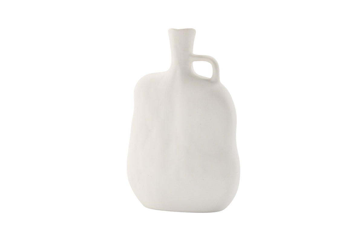 Conta Vase von Venture Home aus Steinzeug in Cremefarben, schlanke Form mit schmaler Öffnung, Höhe 25 cm, Off-White.