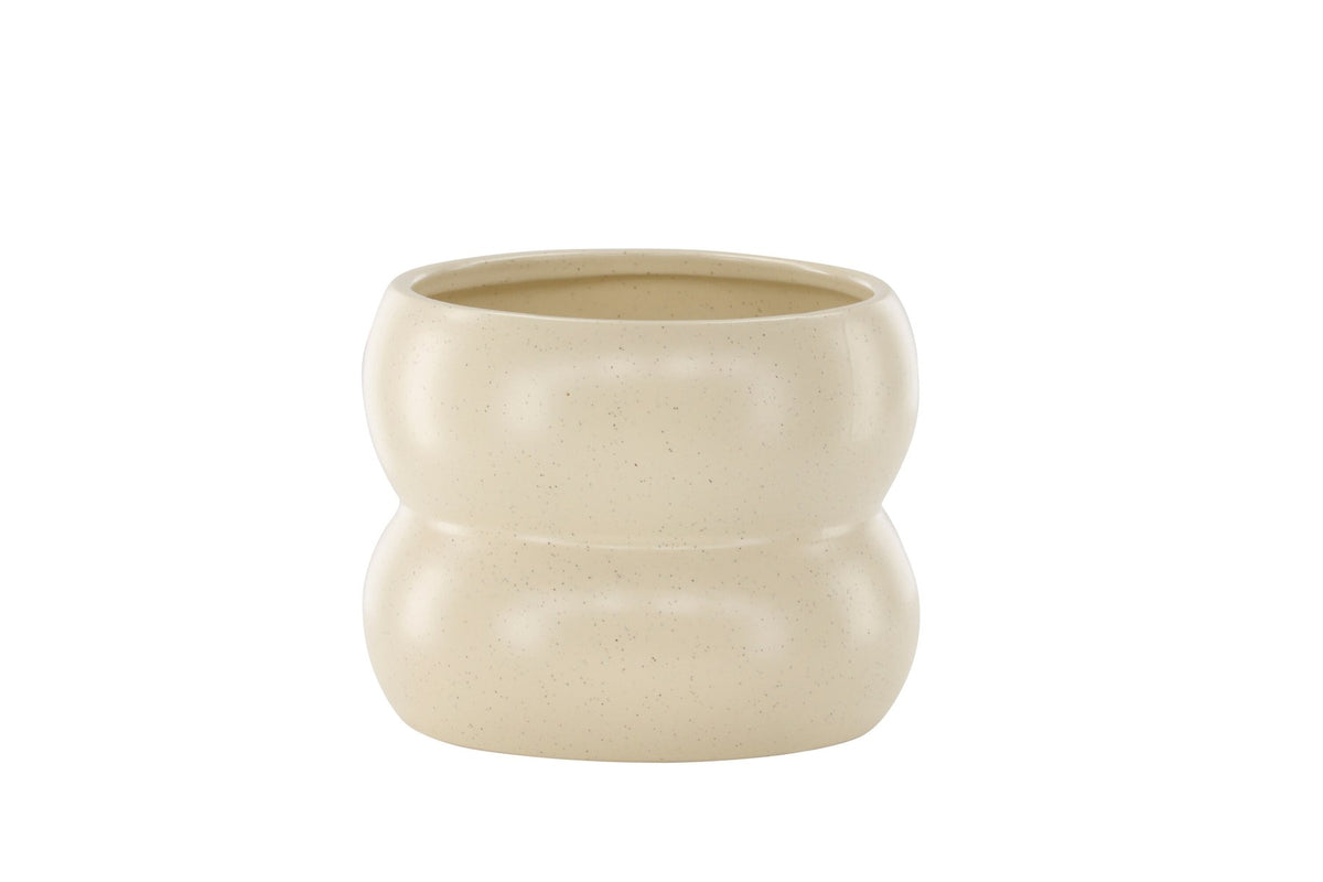 Dapne Vase von Venture Home aus Steinzeug in Schwarz-Weiss, rundliche Form mit einem Durchmesser von 16 cm und einer Höhe von 13 cm.