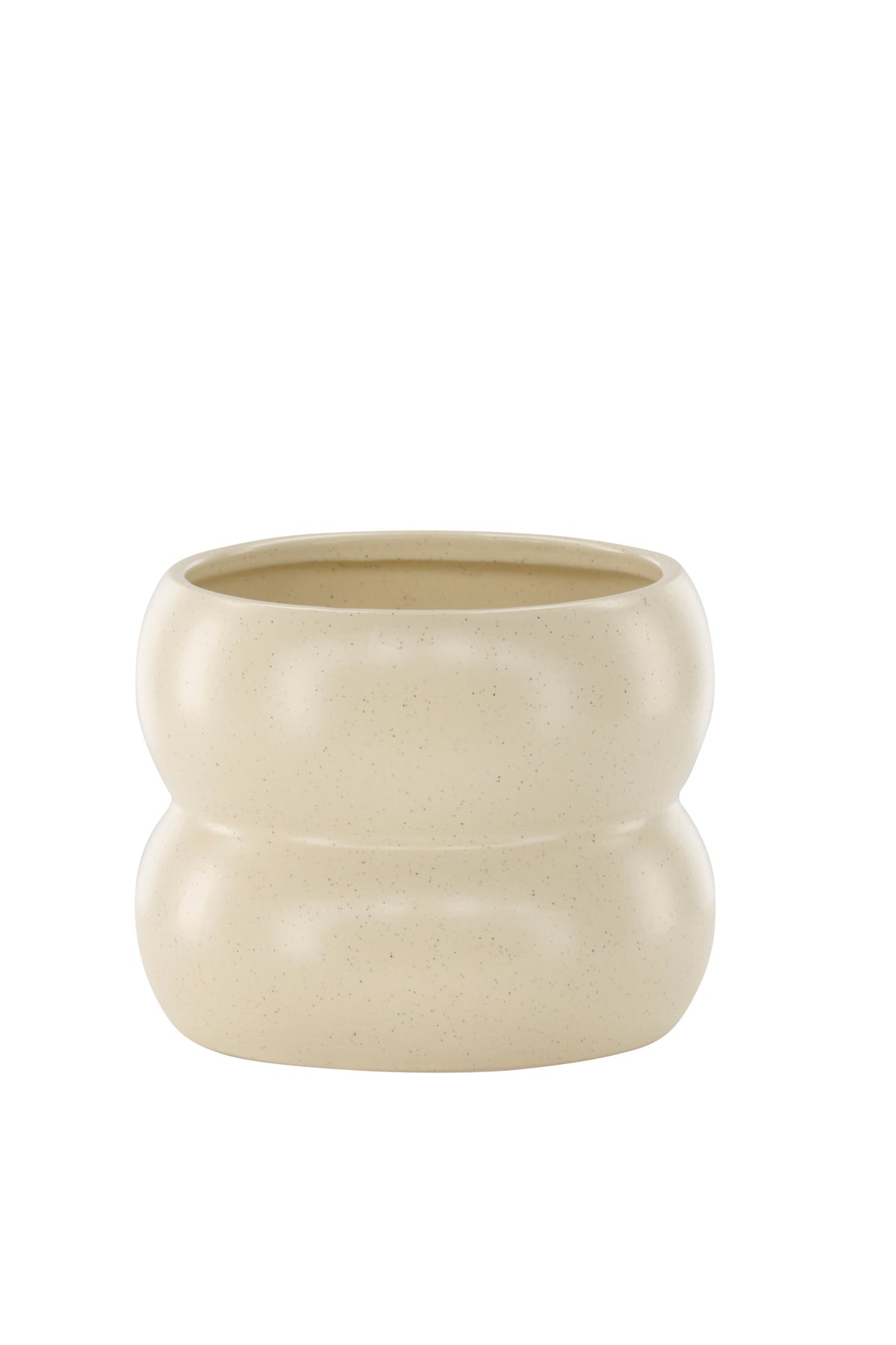 Dapne Vase von Venture Home aus Steinzeug in Schwarz-Weiss, rundliche Form mit einem Durchmesser von 16 cm und einer Höhe von 13 cm.