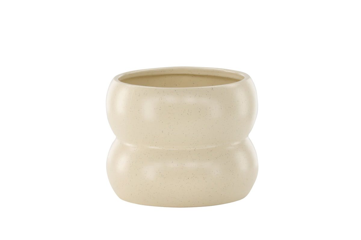 Dapne Vase von Venture Home aus Steinzeug in Schwarz-Weiss, rundliche Form mit einem Durchmesser von 16 cm und einer Höhe von 13 cm.