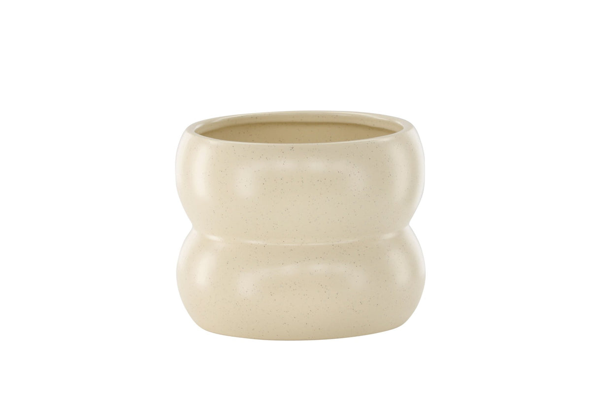 Dapne Vase von Venture Home aus Steinzeug in Schwarz-Weiss, rundliche Form mit einem Durchmesser von 16 cm und einer Höhe von 13 cm.