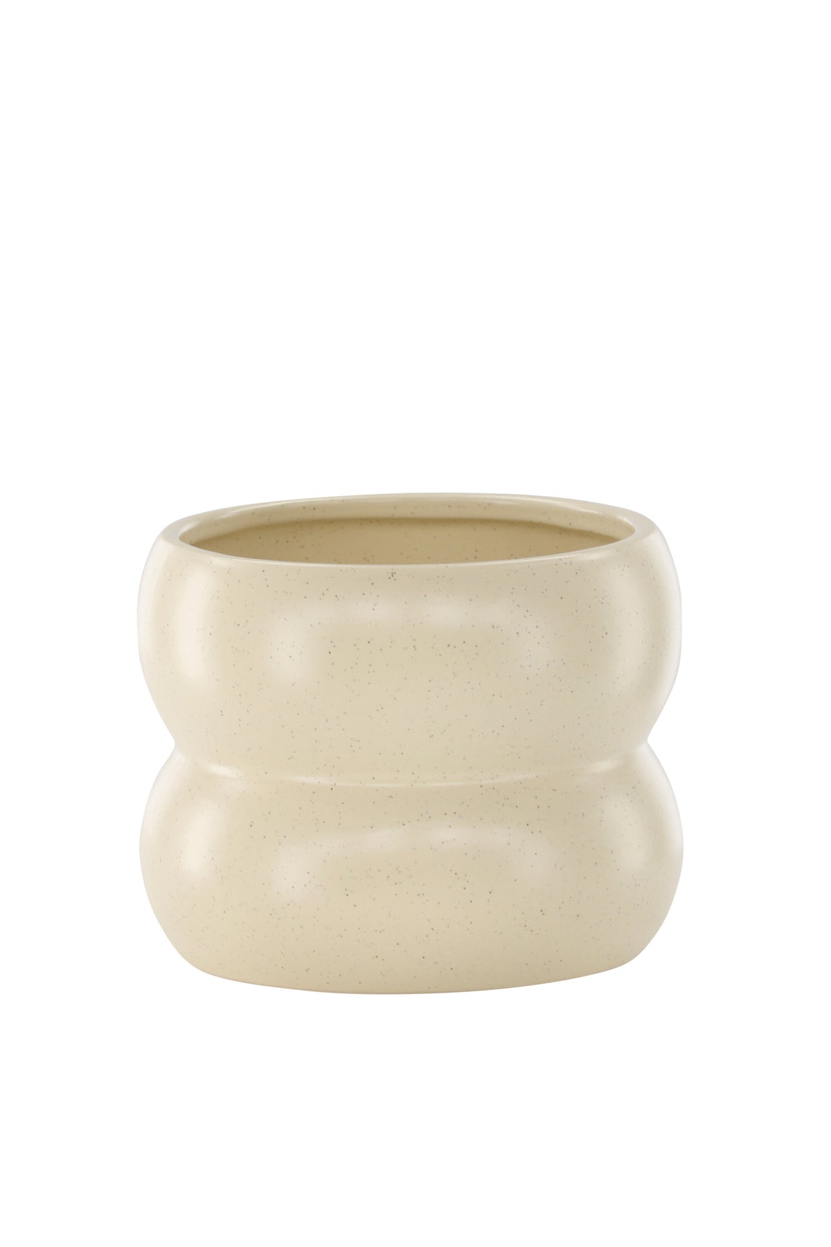 Dapne Vase von Venture Home aus Steinzeug in Schwarz-Weiss, rundliche Form mit einem Durchmesser von 16 cm und einer Höhe von 13 cm.