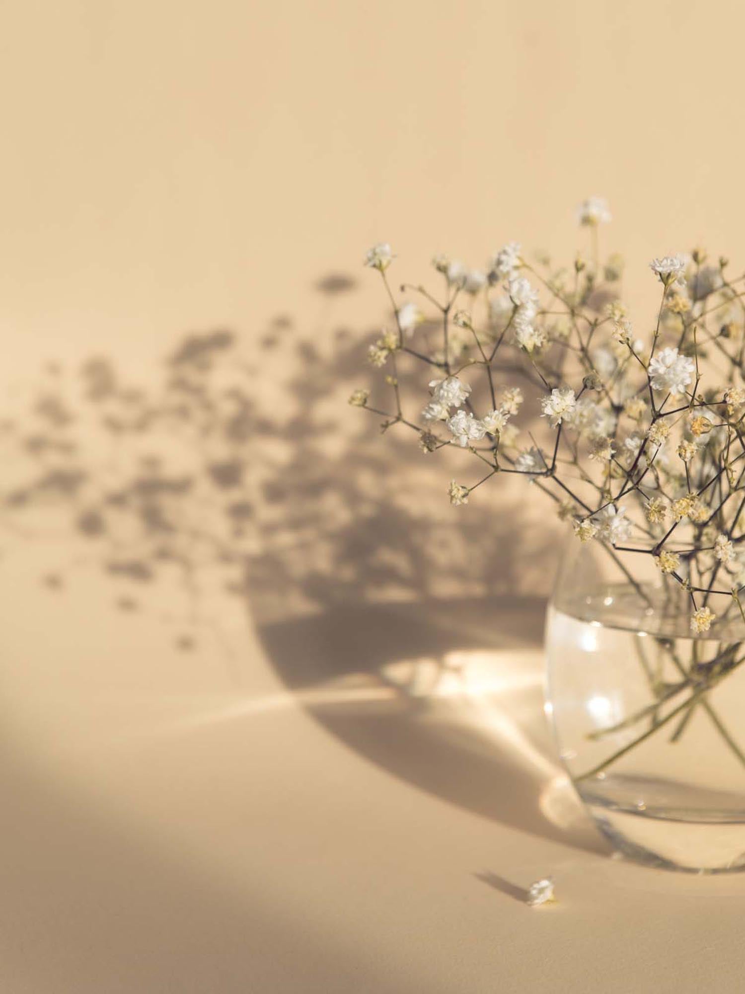 White Flowers Poster in Beige präsentiert im Onlineshop von KAQTU Design AG. Bild ist von Venture Home