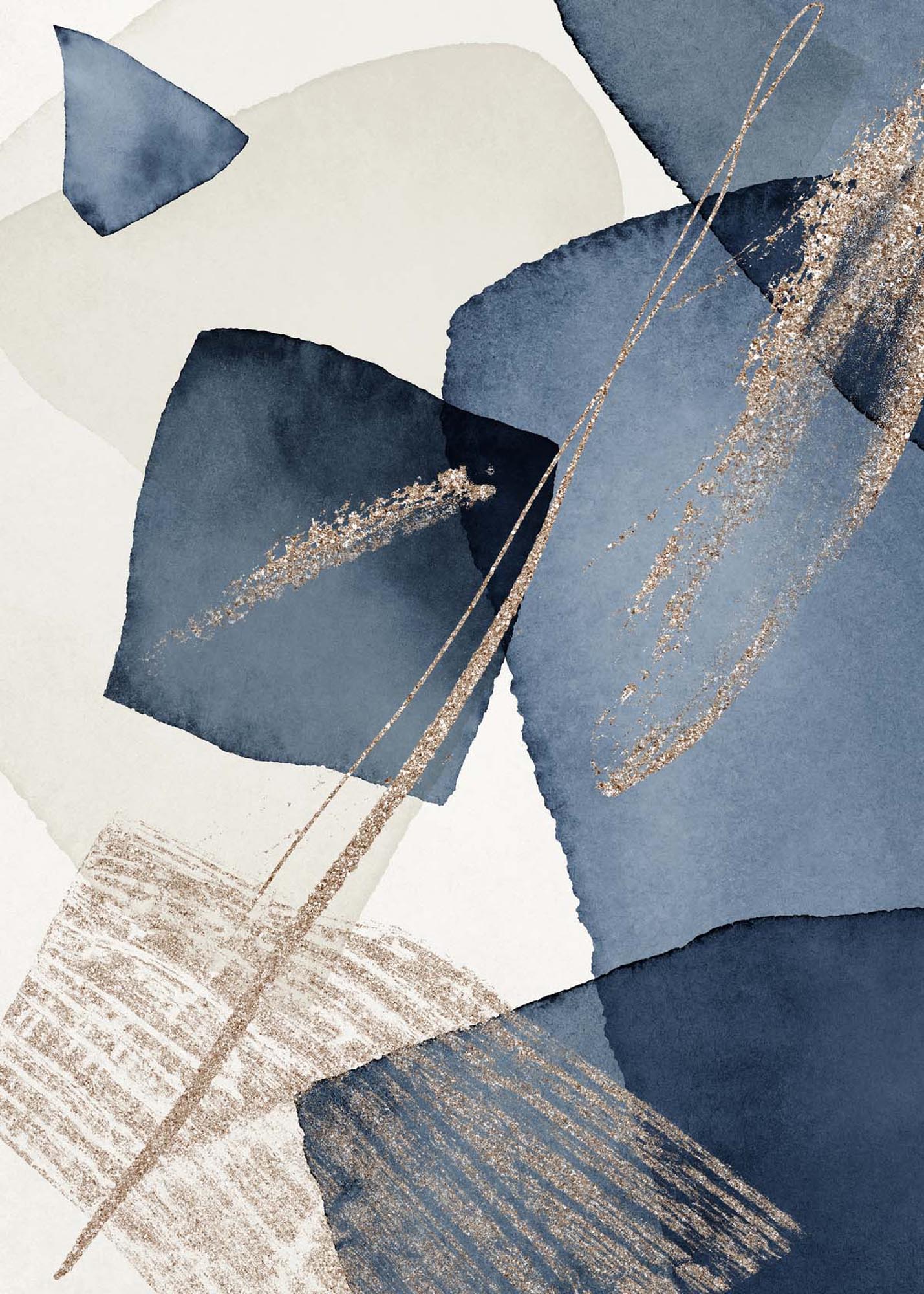 Blue Swirl Poster in Beige präsentiert im Onlineshop von KAQTU Design AG. Bild ist von Venture Home