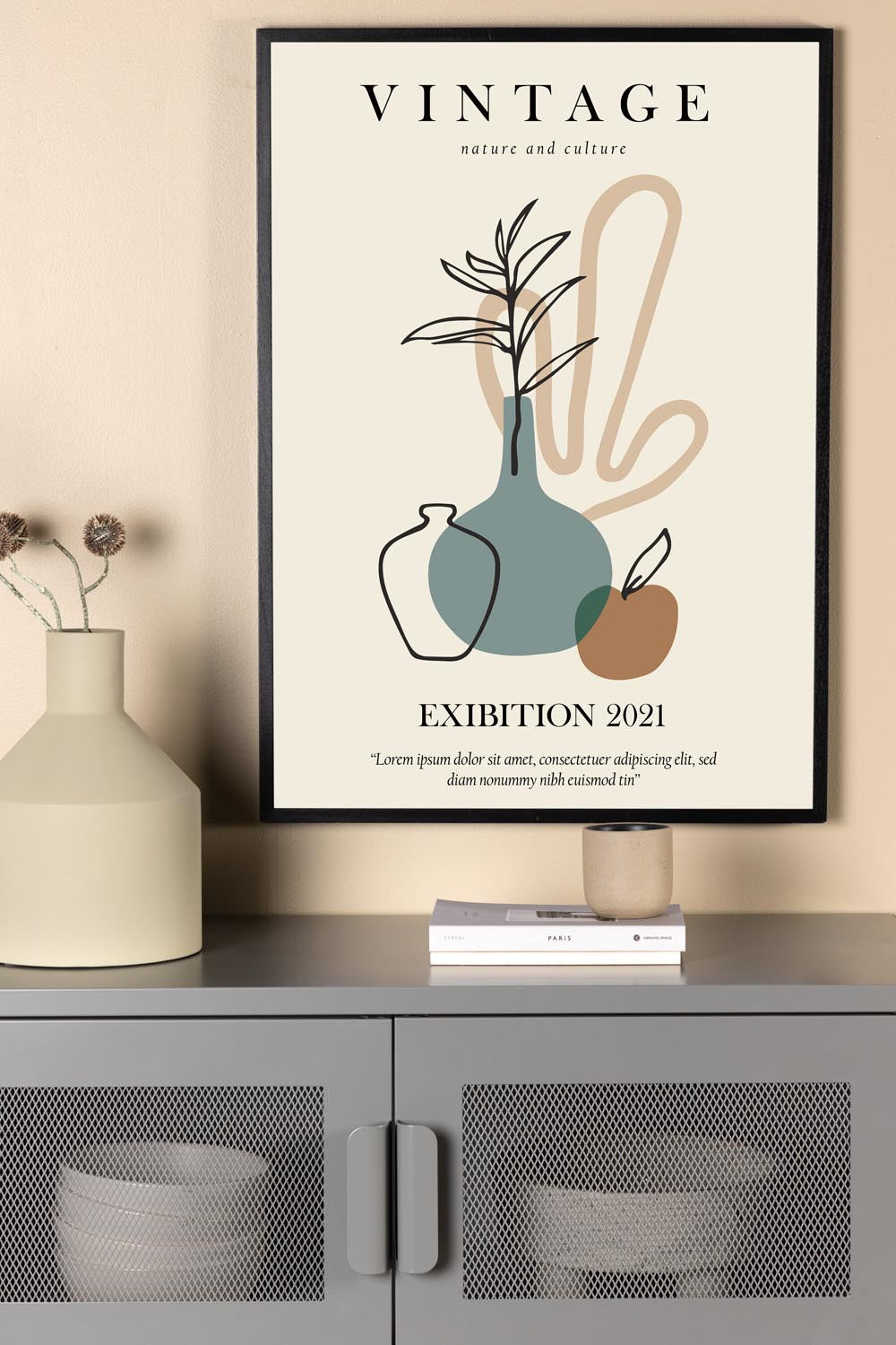 Vintage Poster in Beige präsentiert im Onlineshop von KAQTU Design AG. Bild ist von Venture Home