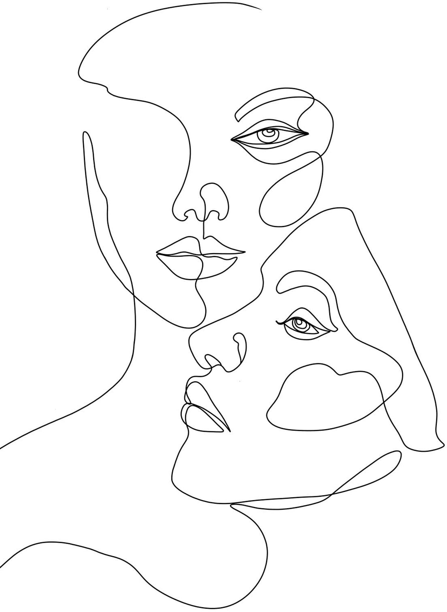 Faces Poster in Weiss präsentiert im Onlineshop von KAQTU Design AG. Bild ist von Venture Home