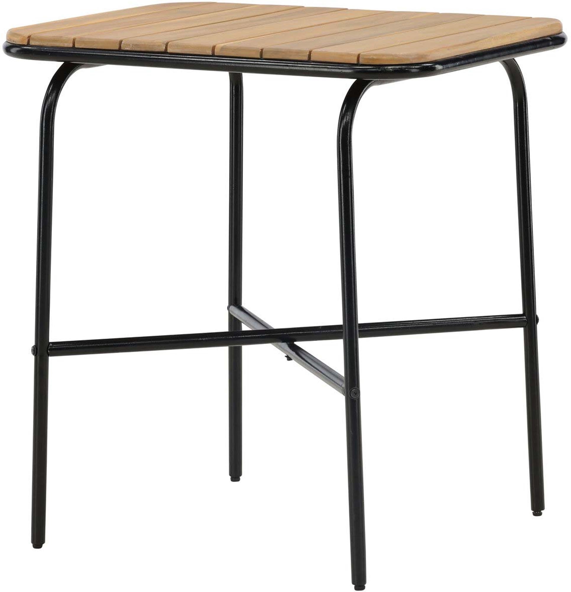 Holmbeck Café Tisch Outdoor: Stilvoller Beistelltisch aus langlebigem Akazienholz und modernem Stahl, ideal für Ihre Terrasse oder Garten. Genießen Sie die Natur!