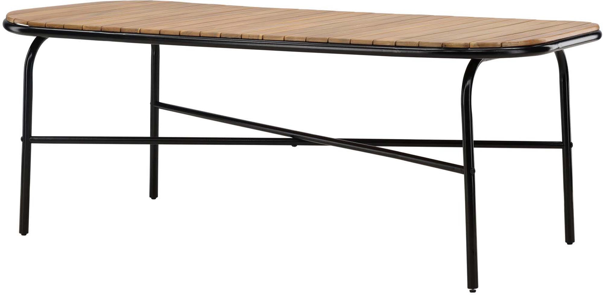 Eleganter Gartentisch aus Akazienholz und Stahl, ideal für Terrasse und Garten. Robust, modern und vielseitig einsetzbar.