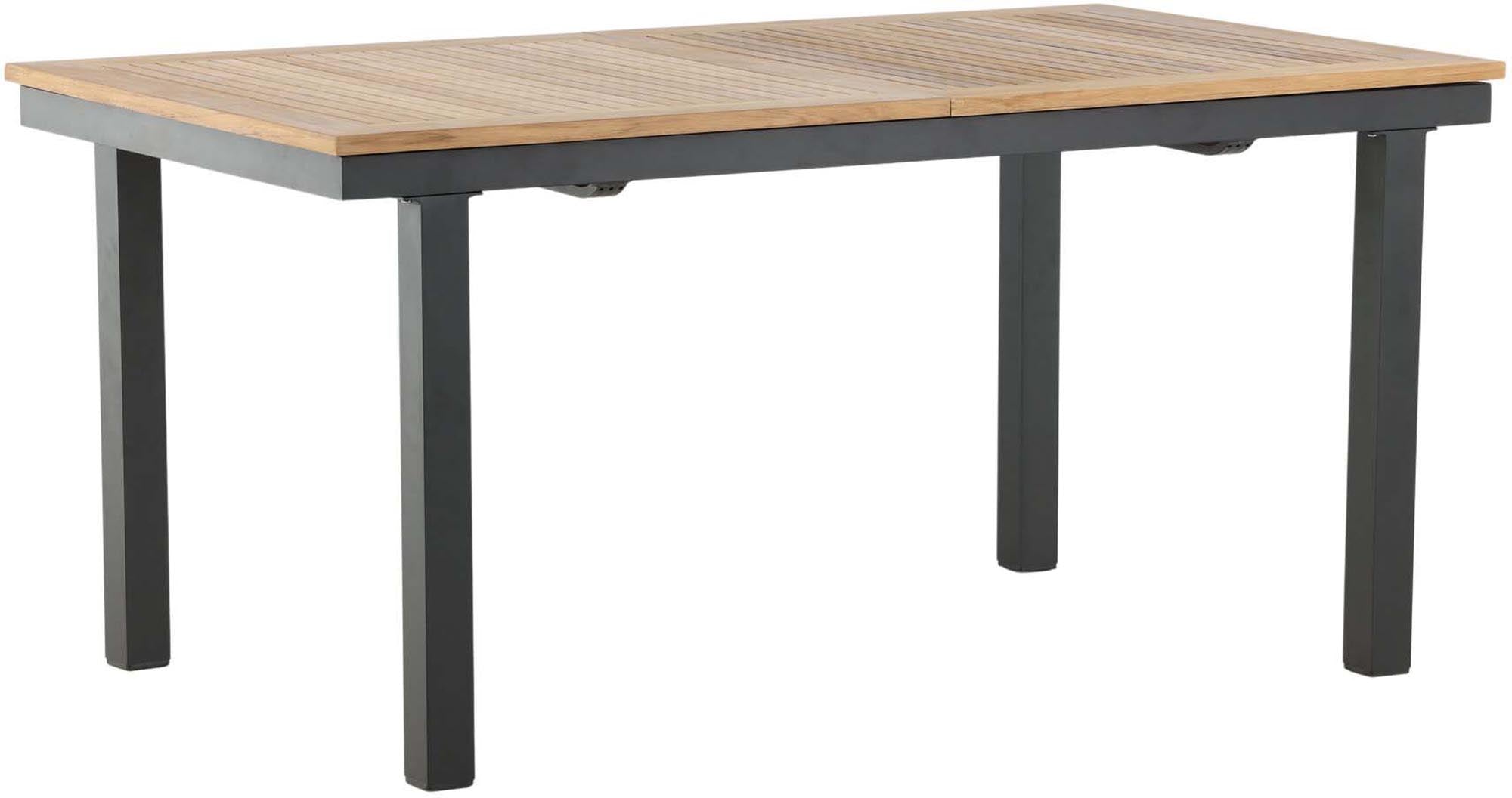 Eleganter, ausziehbarer Gartentisch aus hochwertigem Teakholz von Venture Home. Perfekt für gesellige Zusammenkünfte im Freien.