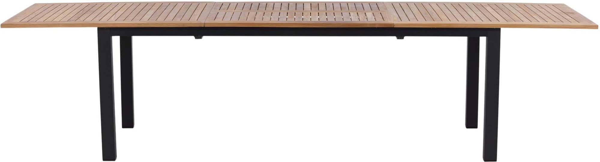 Erleben Sie den Panama Gartentisch von Venture Home: Ausziehbar, robust aus Teakholz und perfekt für gesellige Anlässe im Freien.