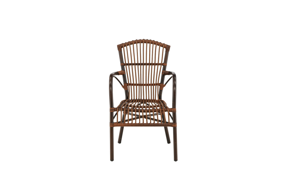 Galera Stuhl in Braun präsentiert im Onlineshop von KAQTU Design AG. Gartenstuhl mit Armlehnen ist von Venture Home